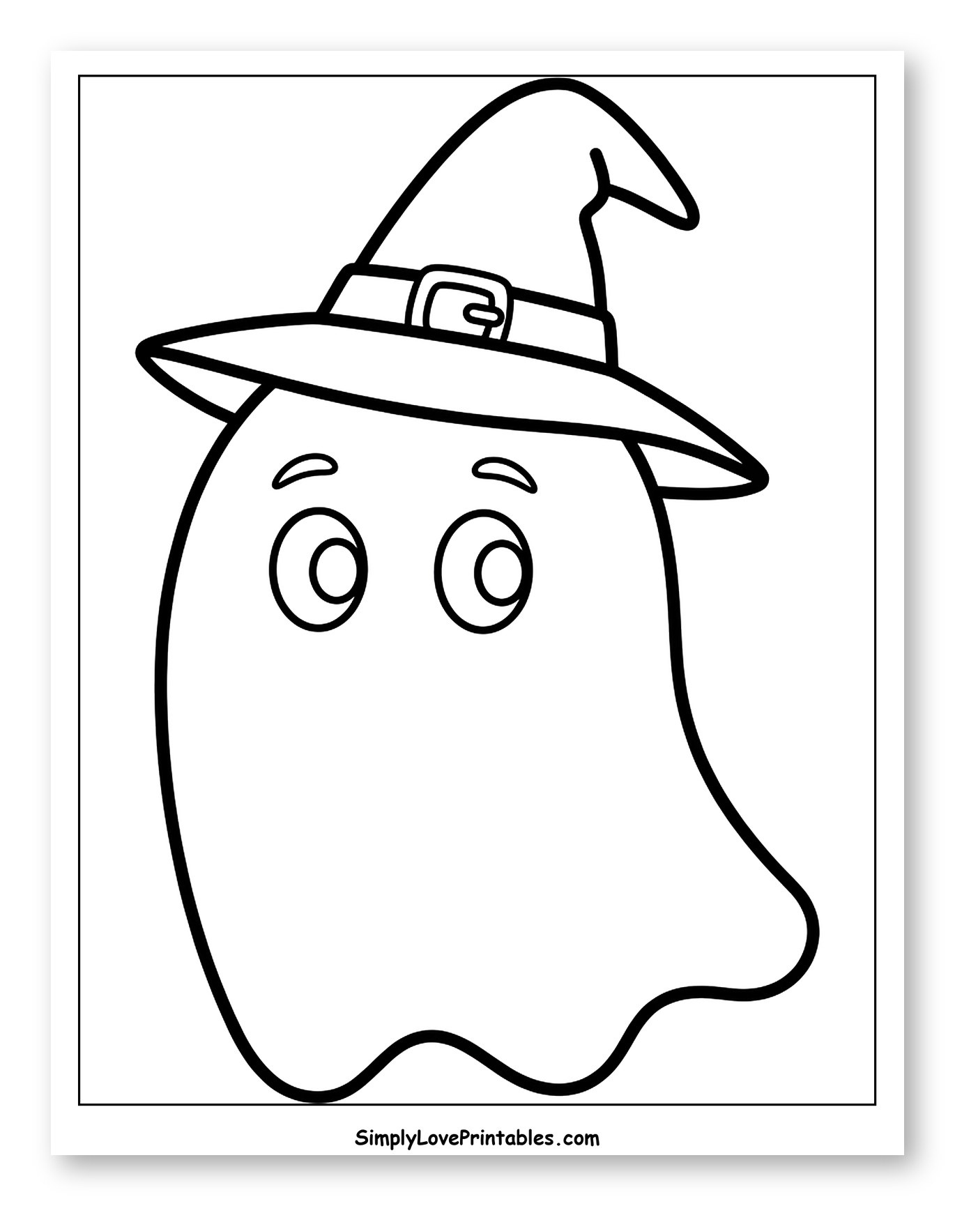 Cute Ghost Wearing a Witch Hat