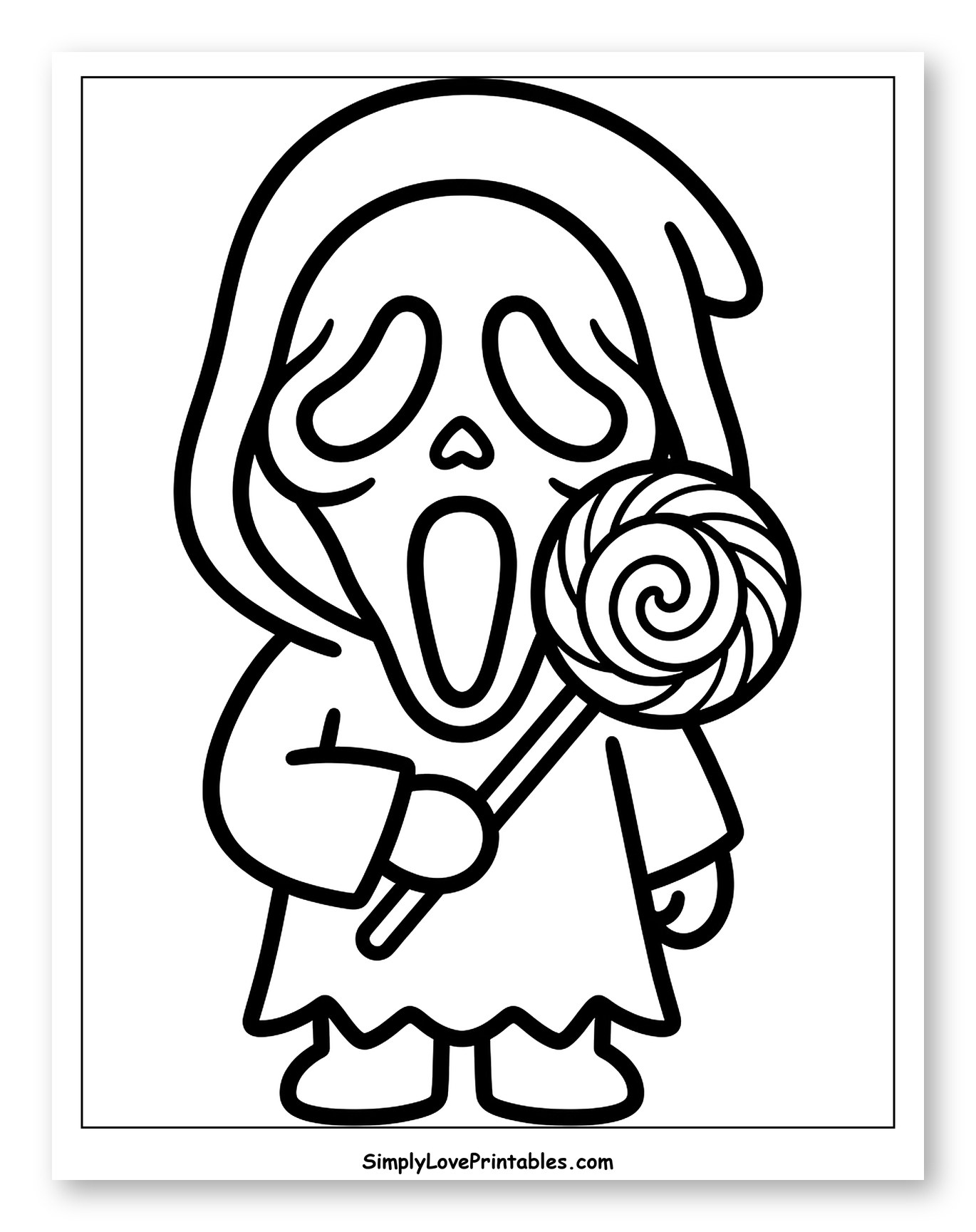 Cute Ghostface Holding a Swirly Lollipop