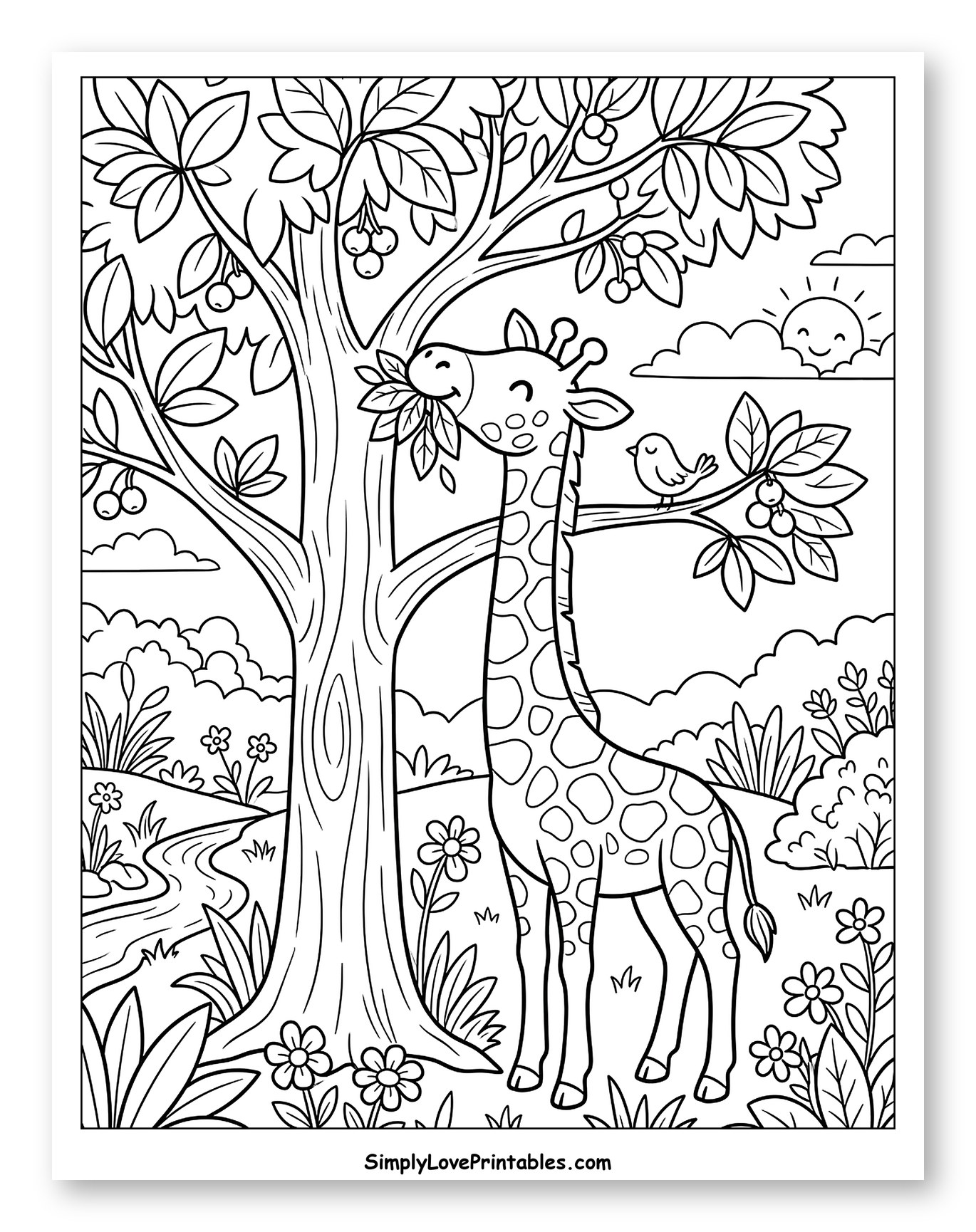 Cute Giraffe Eating Leaves
