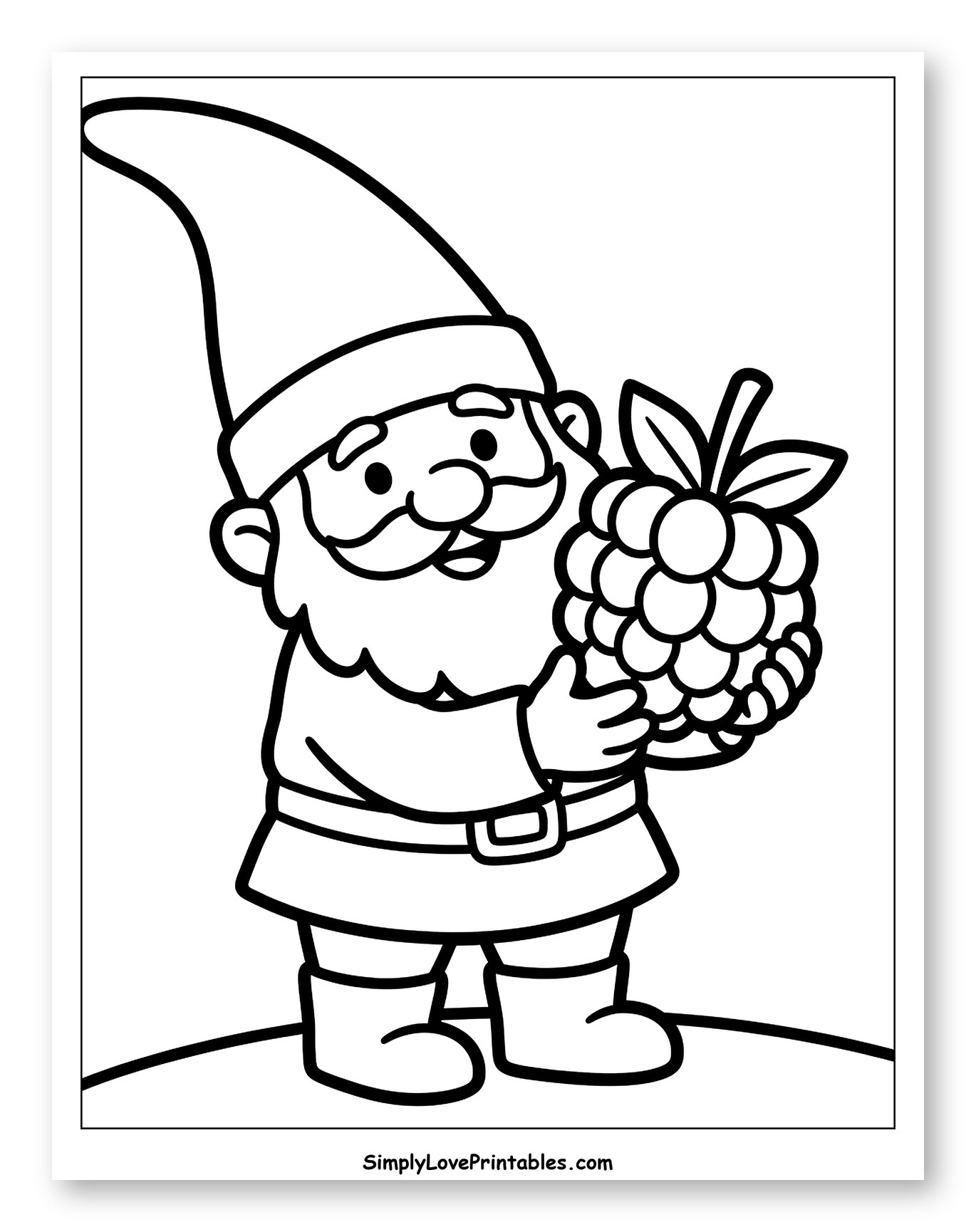 Cute Gnome Holding a Giant Raspberry