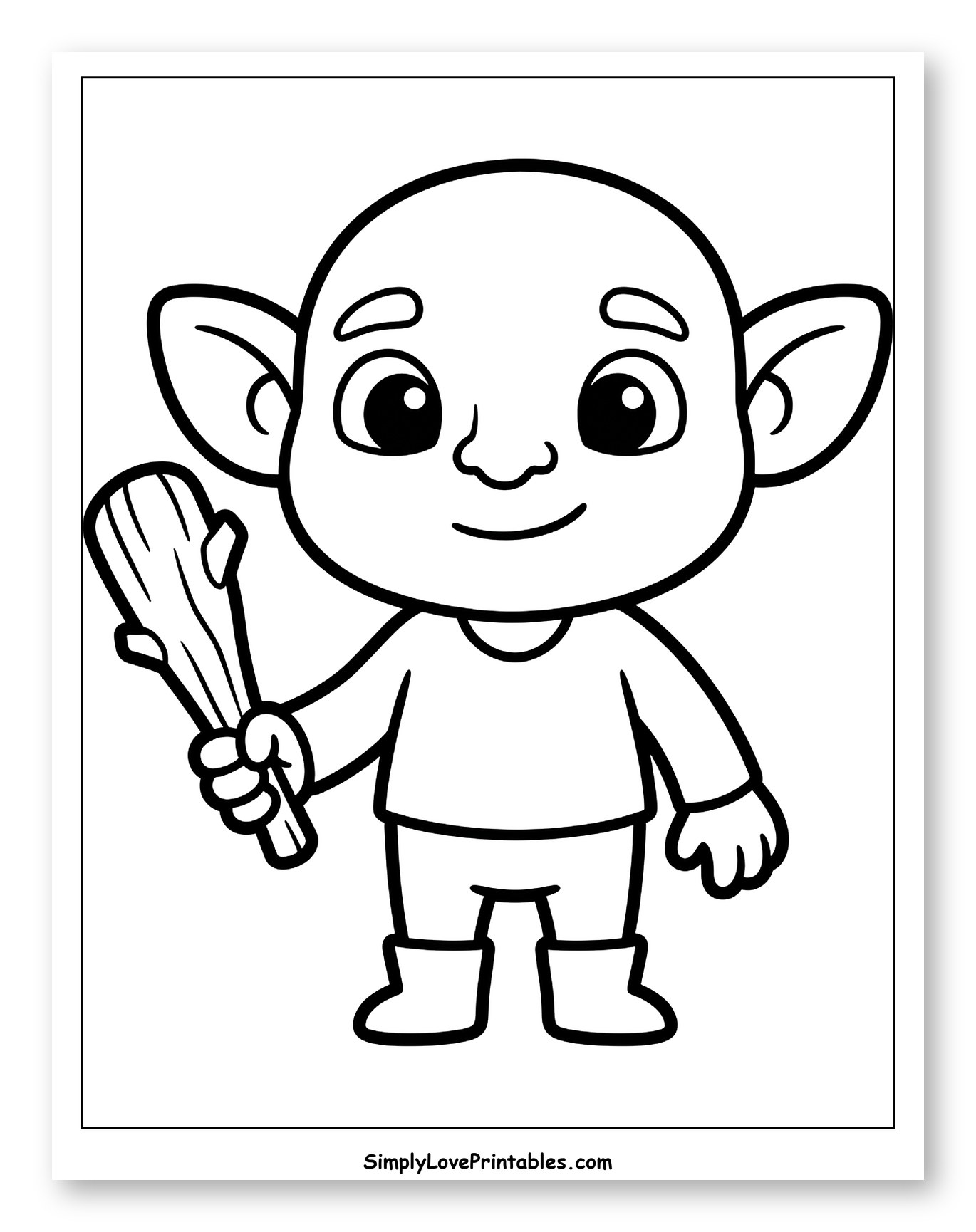 Cute Goblin Holding a Wooden Club