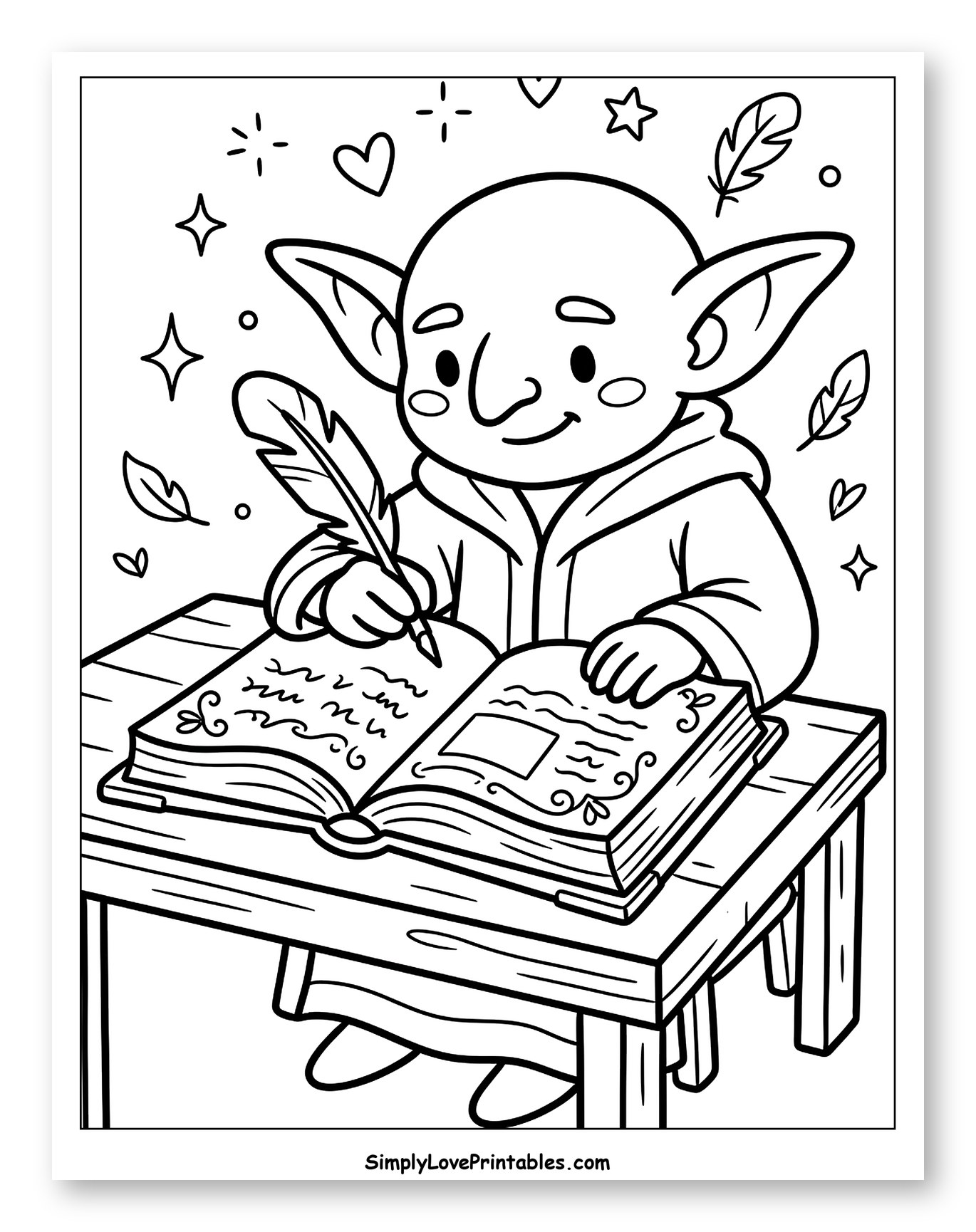 Cute Goblin Writing in a Spellbook