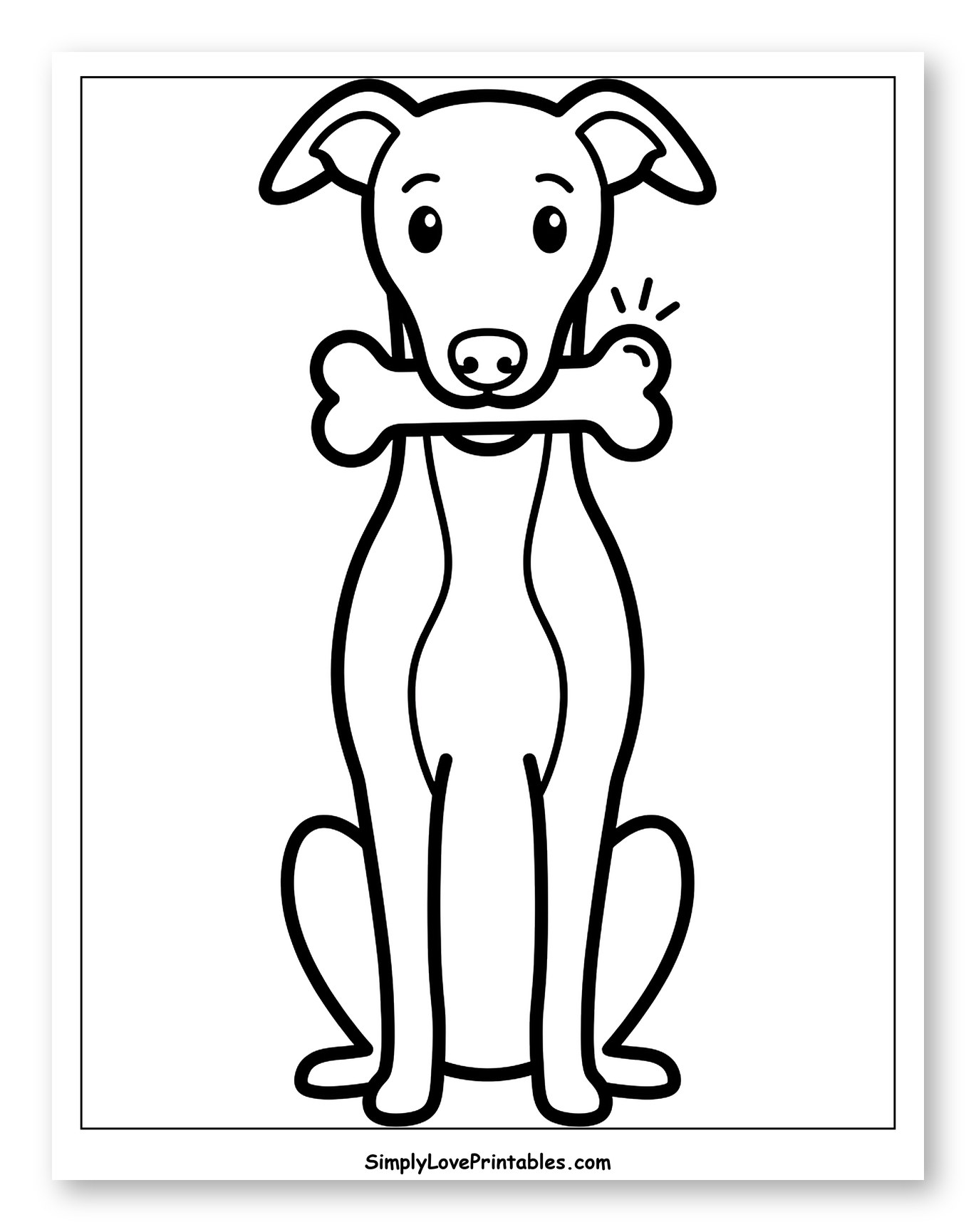 Cute Greyhound Holding a Bone