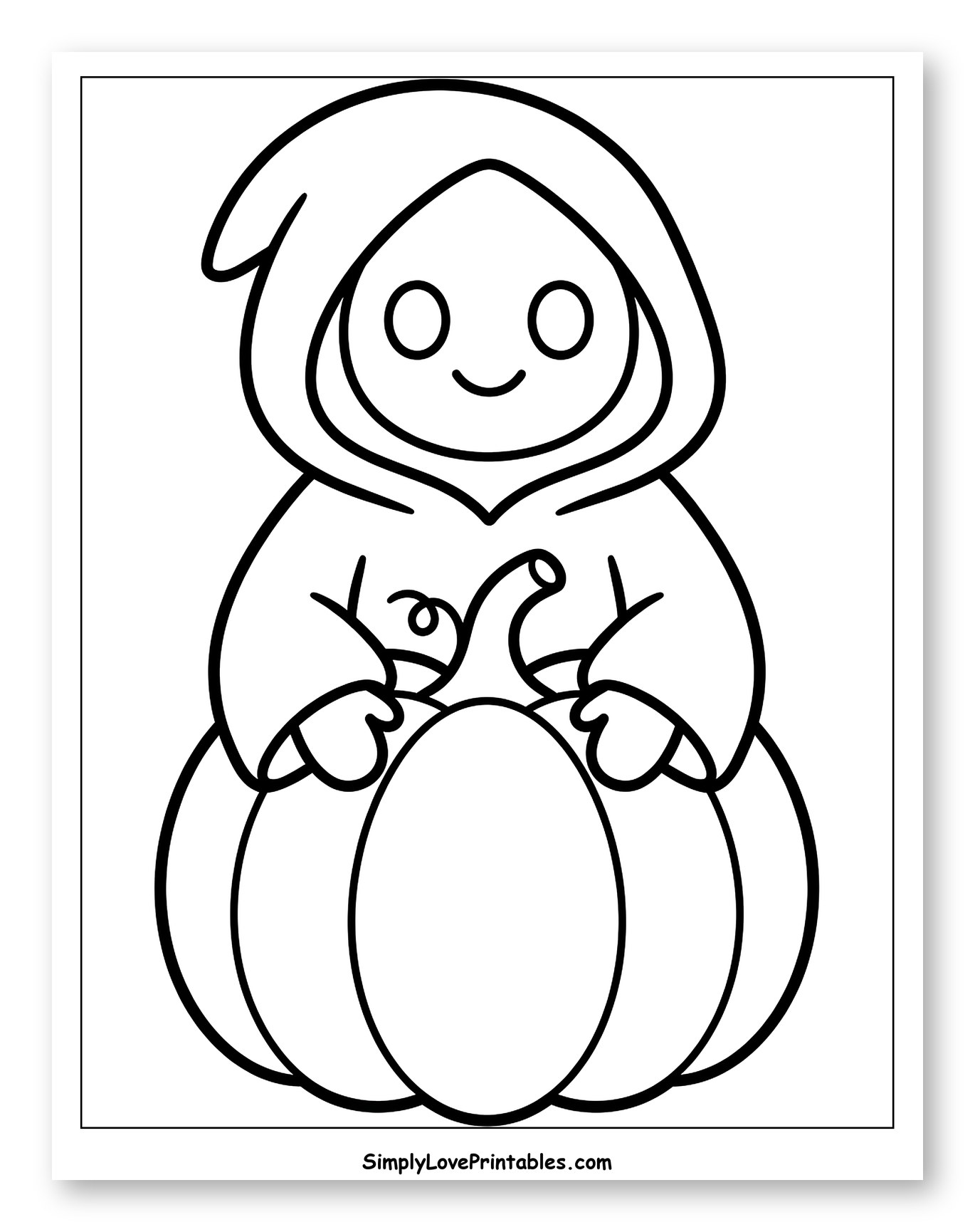 Cute Grim Reaper Sitting on a Pumpkin