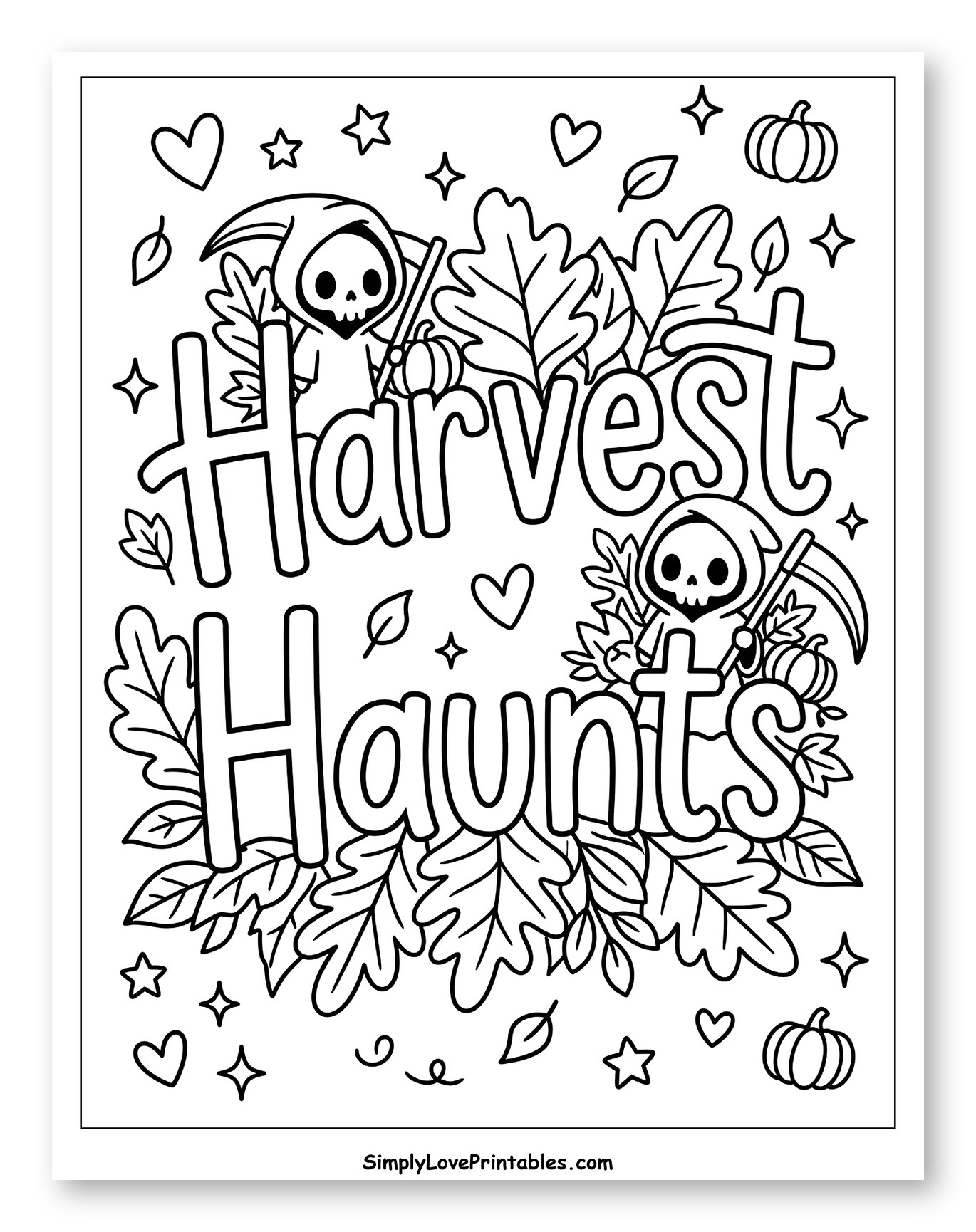 Cute Grim Reapers with Harvest Haunts Text