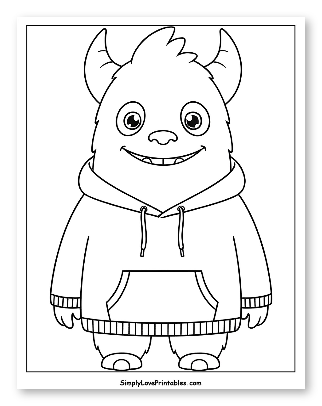 Cute Hairy Monster Wearing a Hoodie