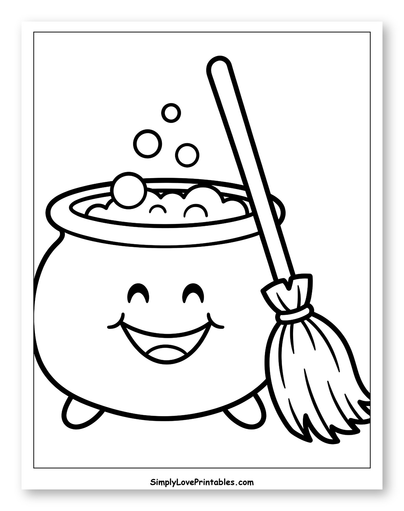Cute Halloween Cauldron and Broomstick