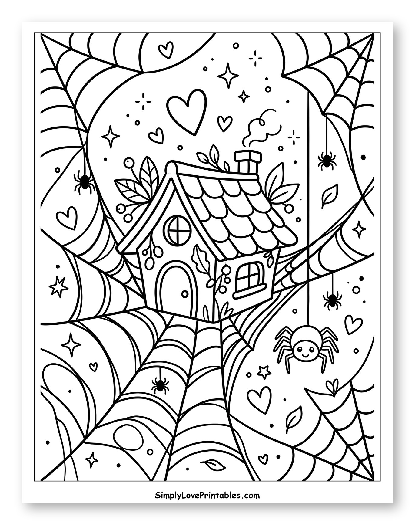 Cute Halloween House with Spiders and Webs