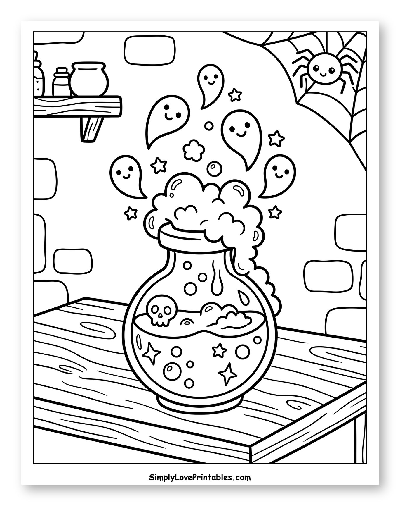 Cute Halloween Potion Bottle with Ghosts