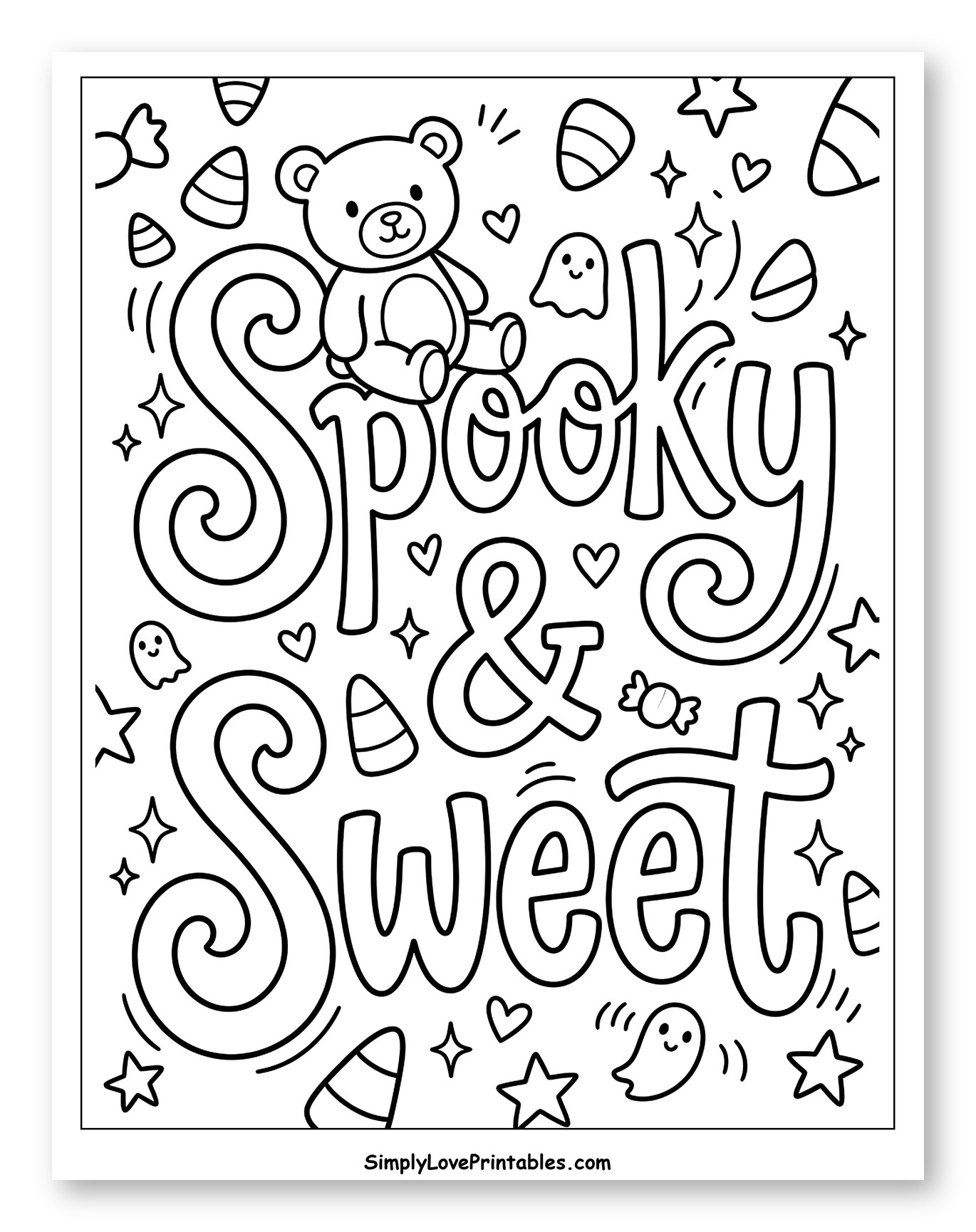 Cute Halloween Teddy Bear Spooky and Sweet to Color for Adults
