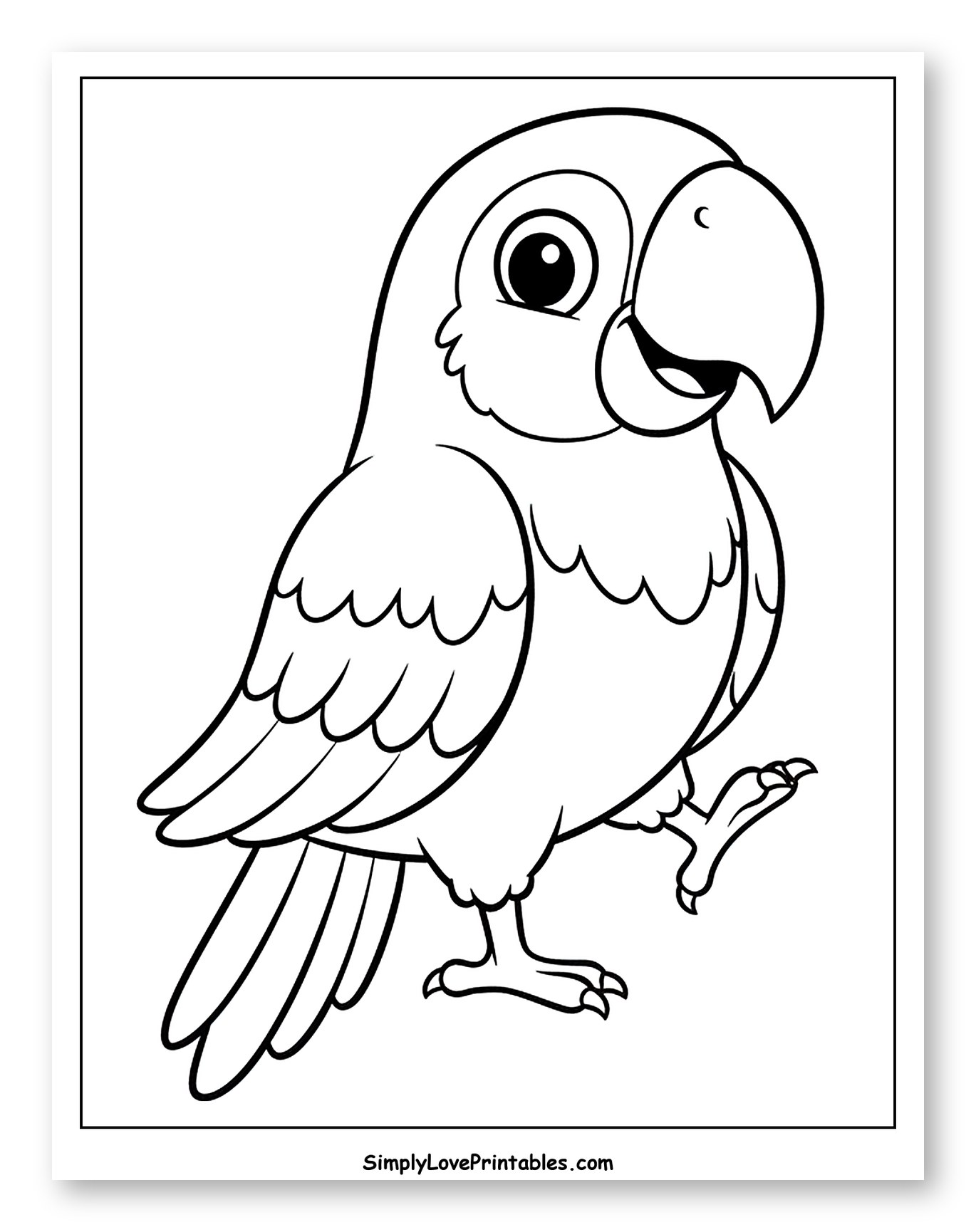 Cute Happy Cartoon Parrot Standing