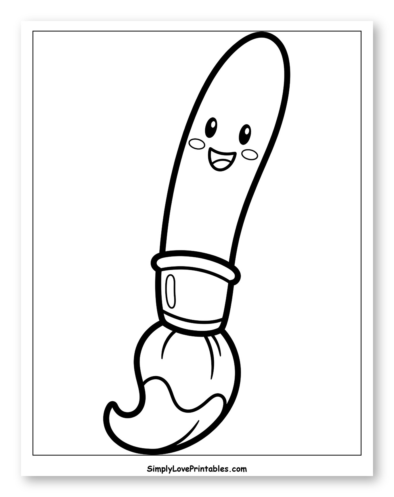 Cute Happy Paintbrush Character