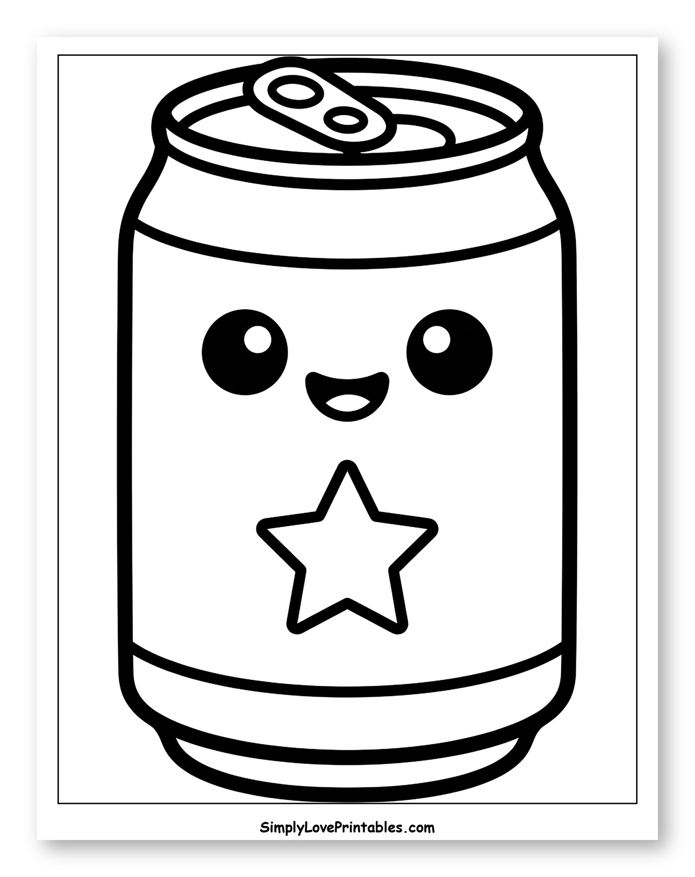 Cute Happy Soda Can with a Star to Color for Toddlers
