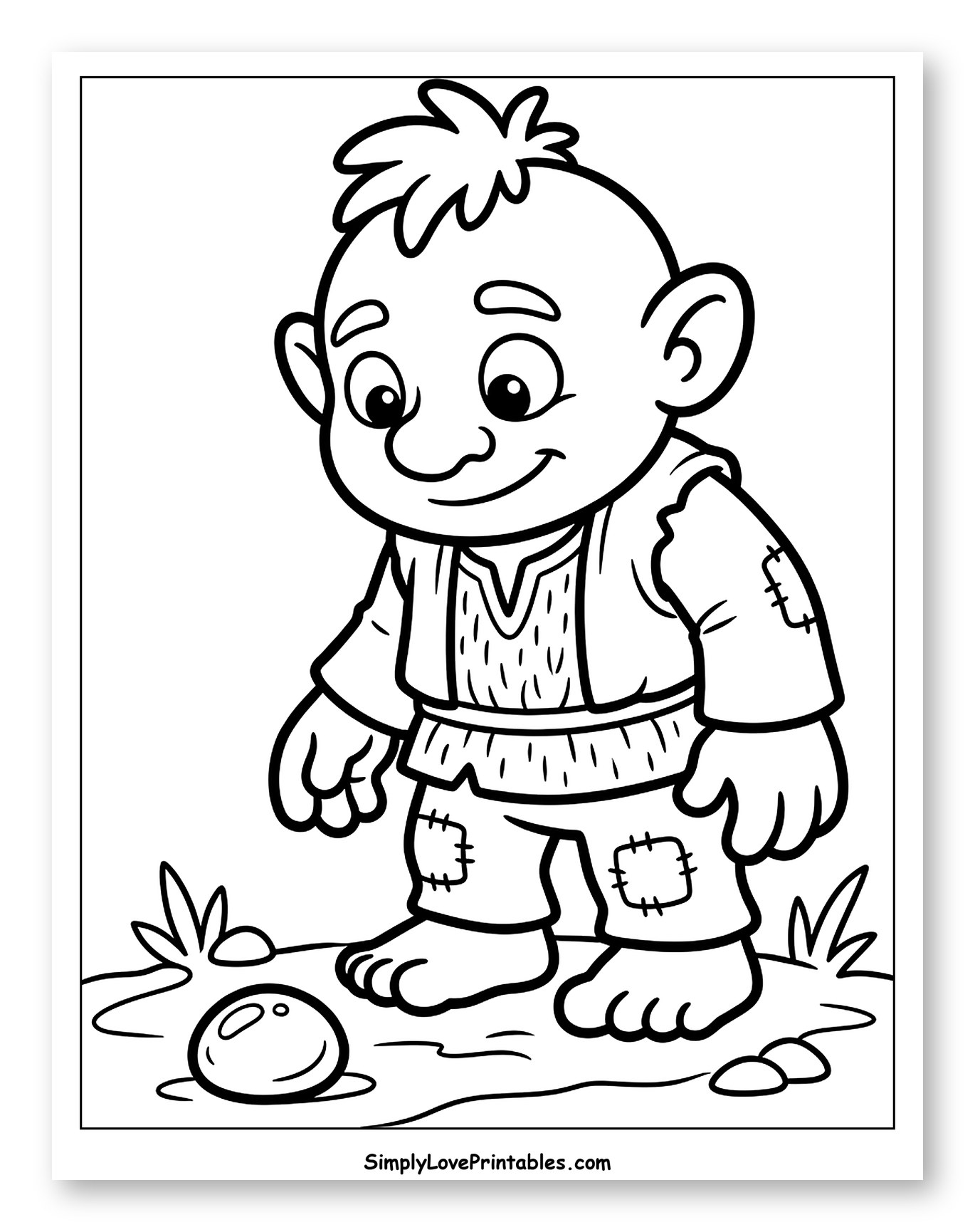 Cute Happy Troll Looking Down at a Slime