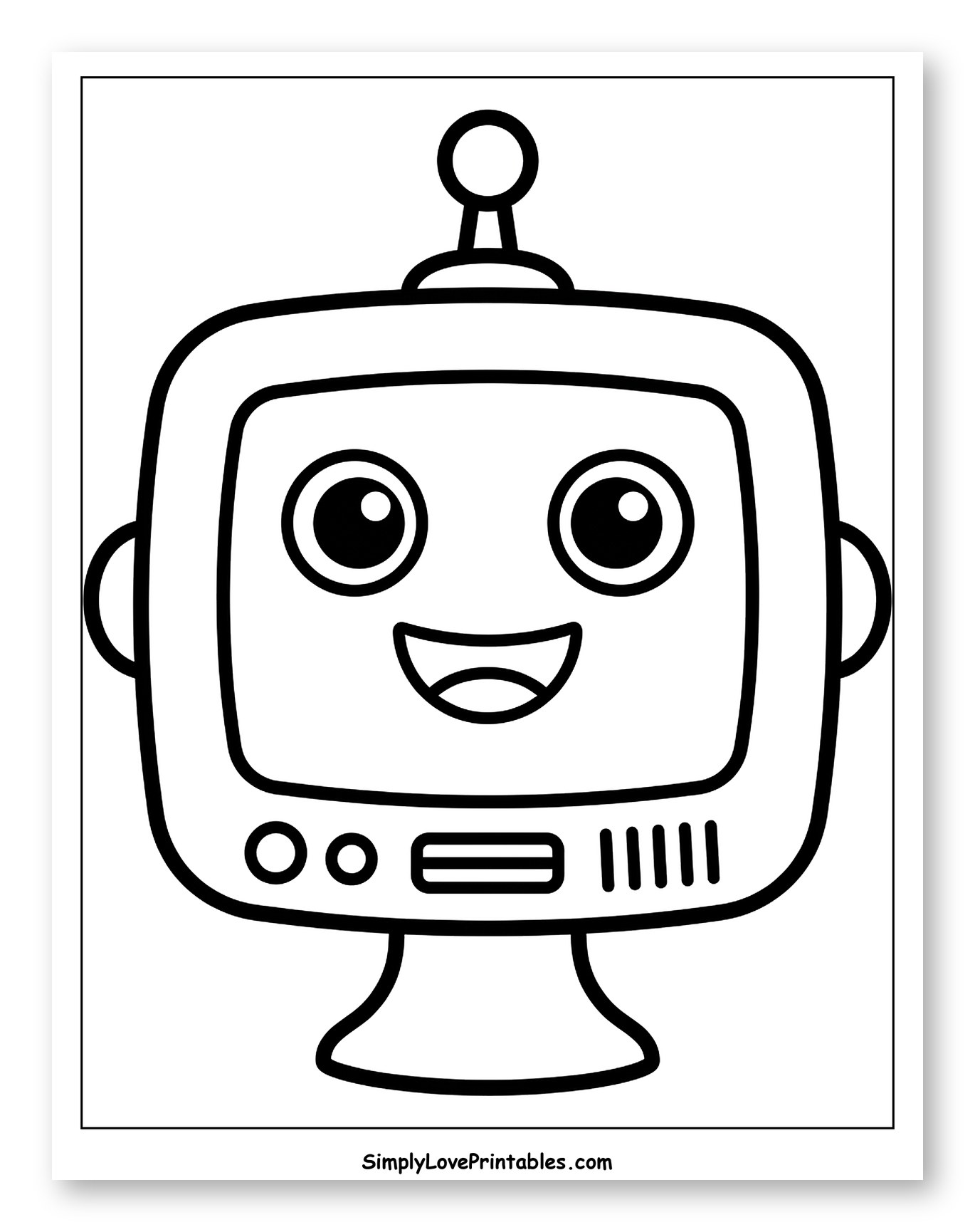 Cute Happy TV Robot with Antenna