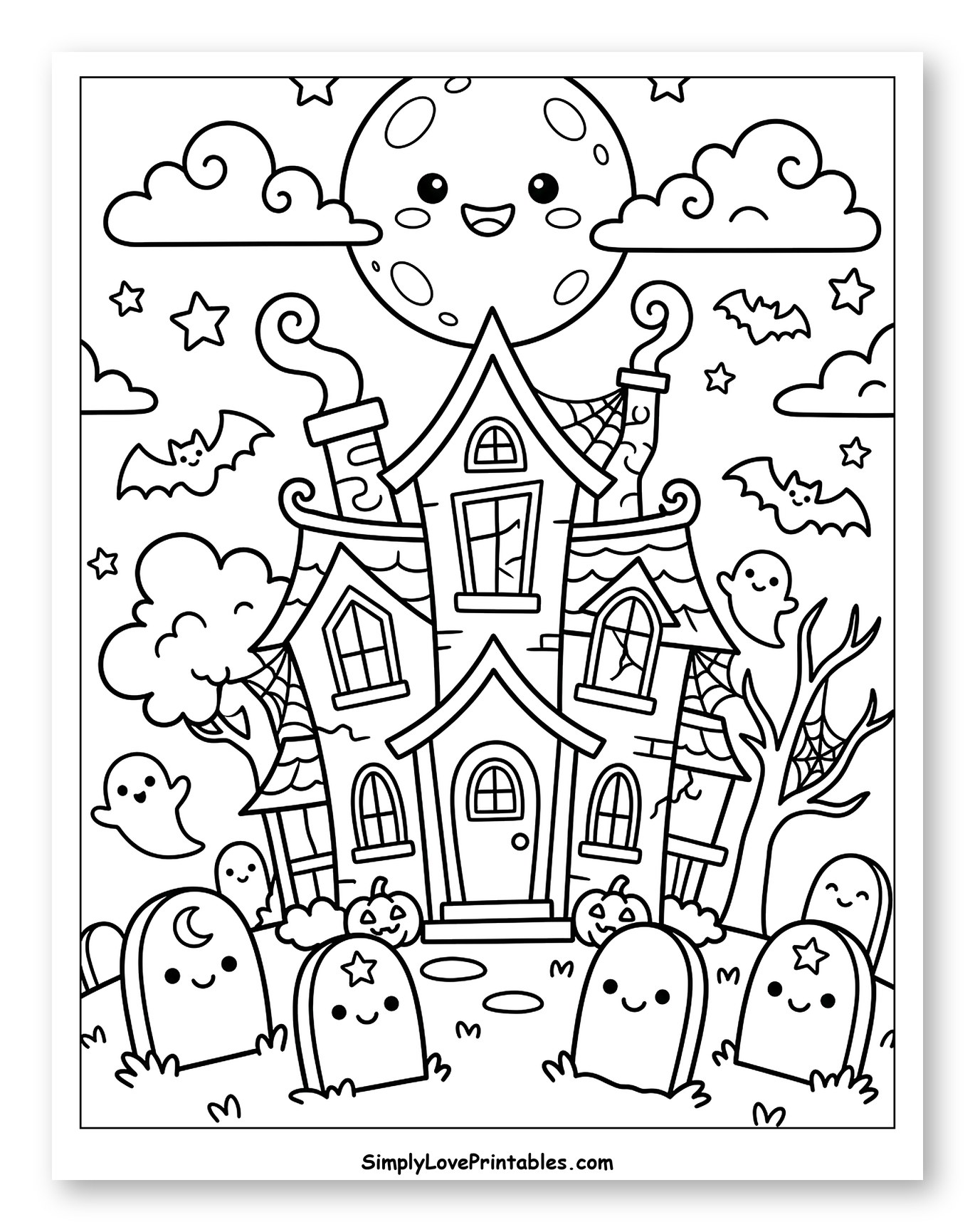 Cute Haunted House Halloween Scene