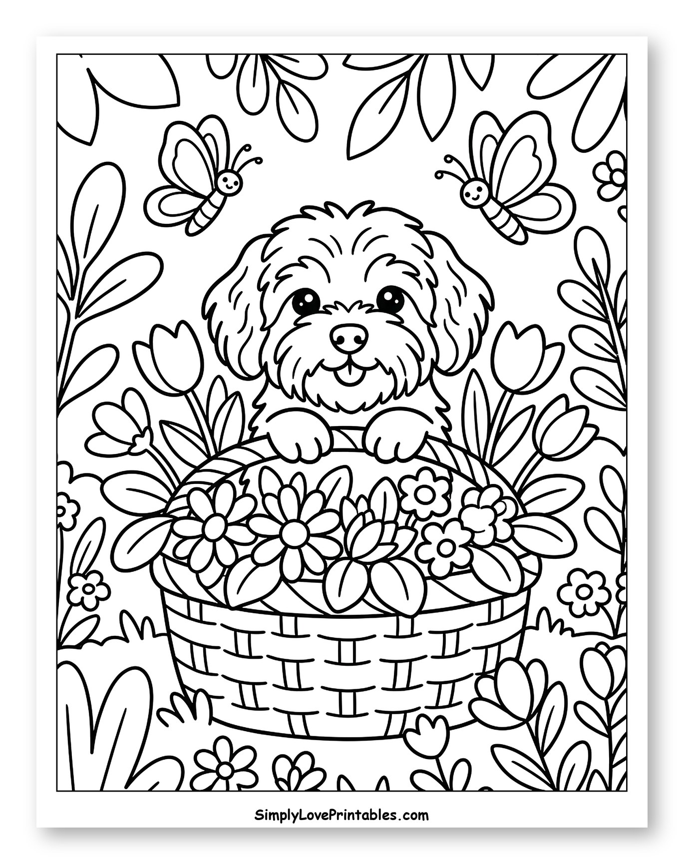 Cute Havanese Dog in Flower Basket