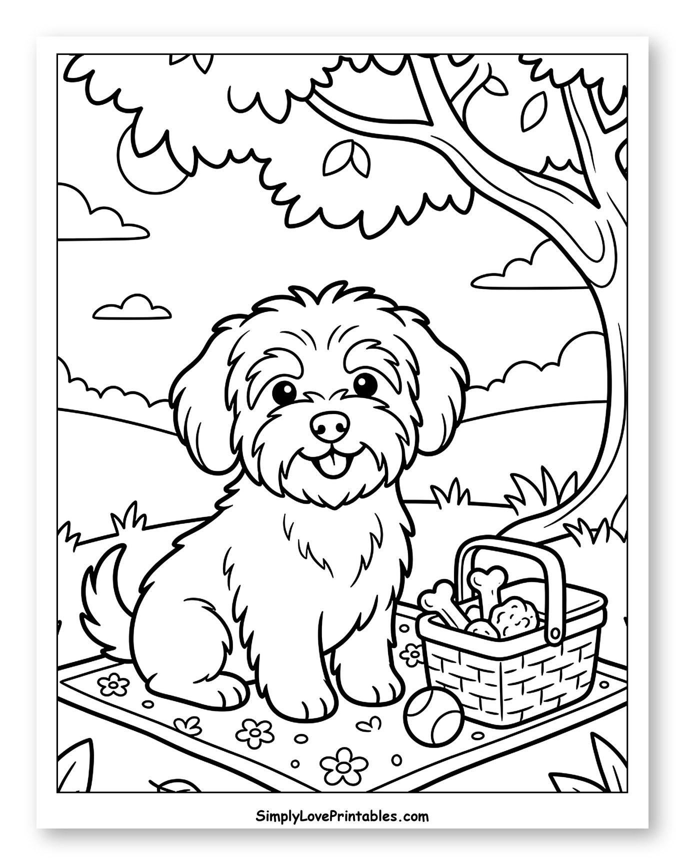 Cute Havanese Dog Picnic Under Tree