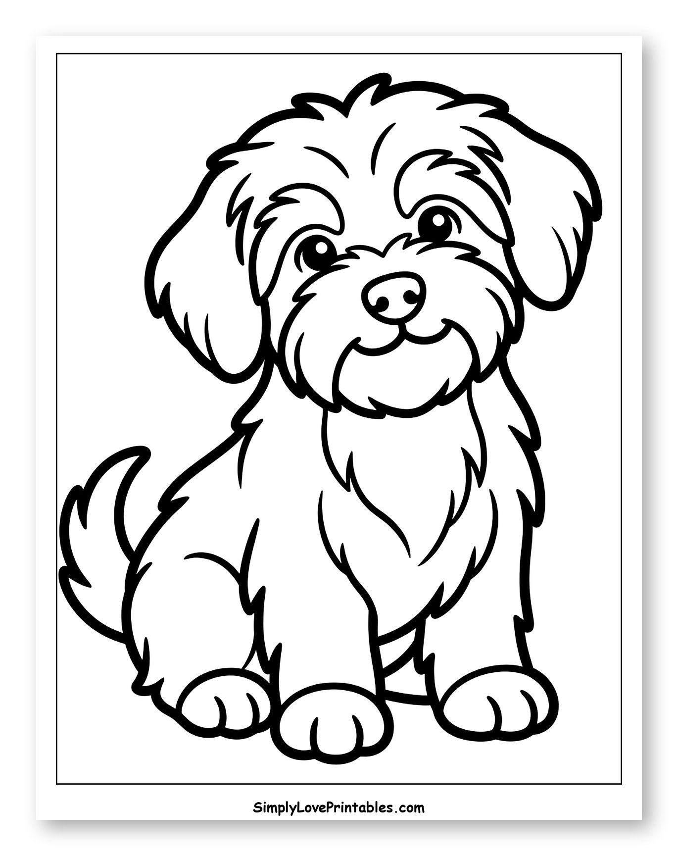 Cute Havanese Puppy Sitting Coloring Page for Toddlers