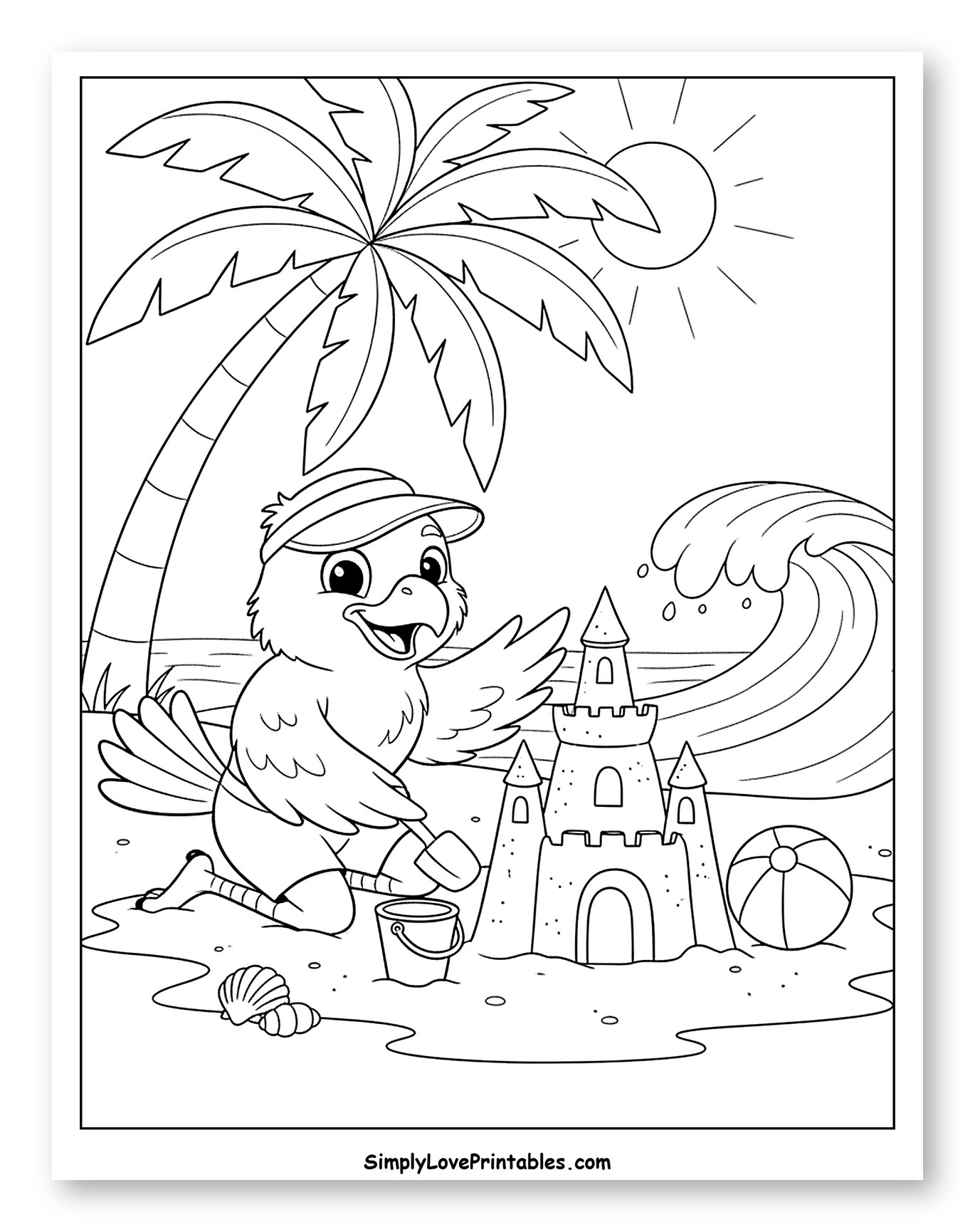 Cute Hawk Building a Sandcastle on the Beach
