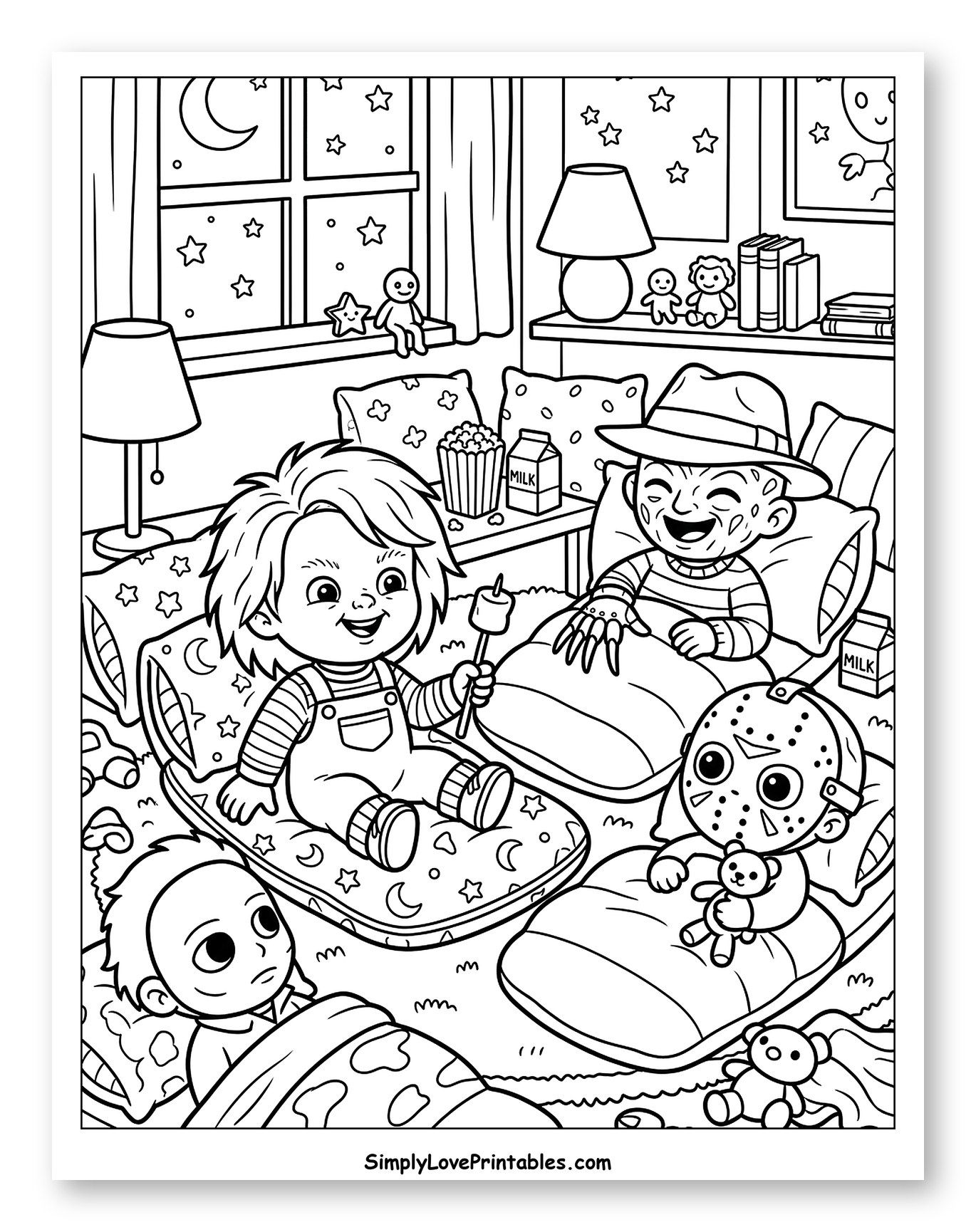 Cute Horror Icons Having a Sleepover