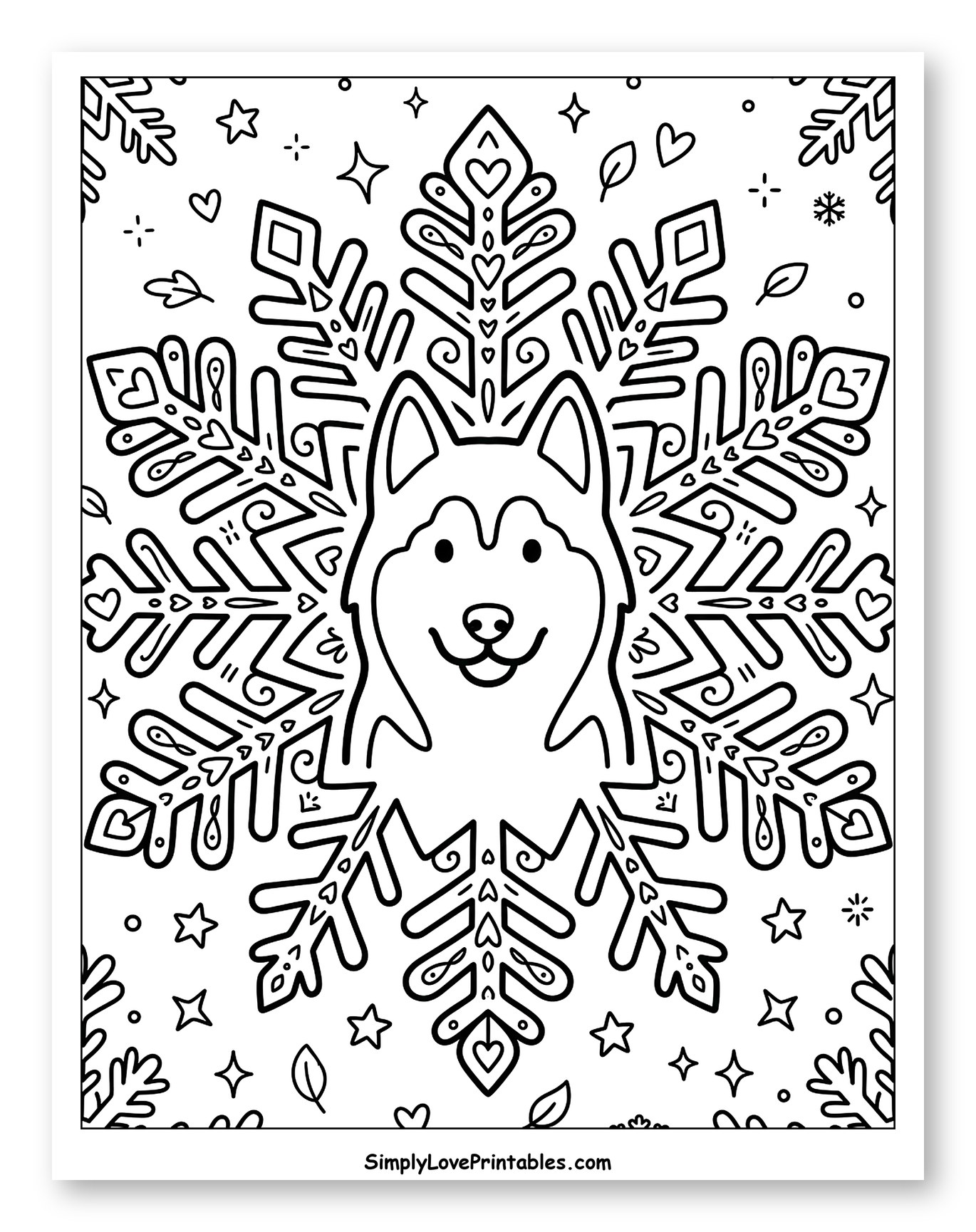 Cute Husky Head in a Detailed Snowflake