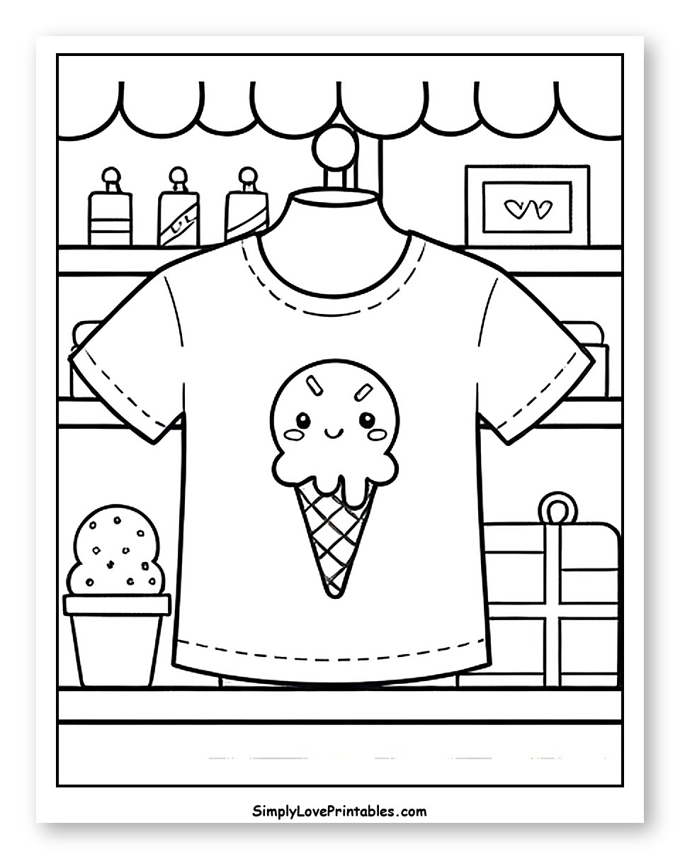 Cute Ice Cream T-shirt Displayed in a Shop