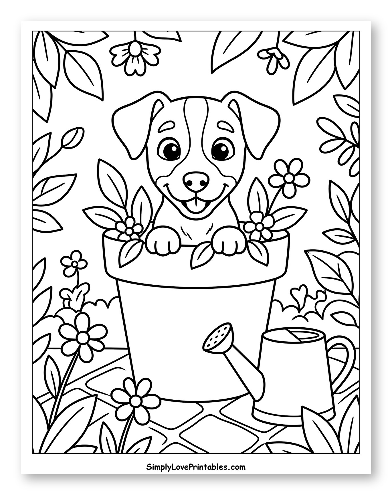 Cute Jack Russell Puppy in a Flower Pot
