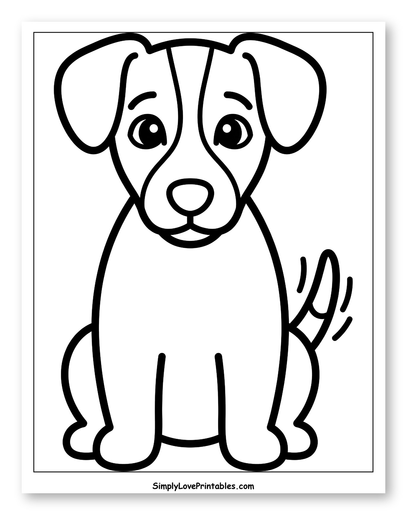 Cute Jack Russell Terrier Sitting Coloring Page for Toddlers