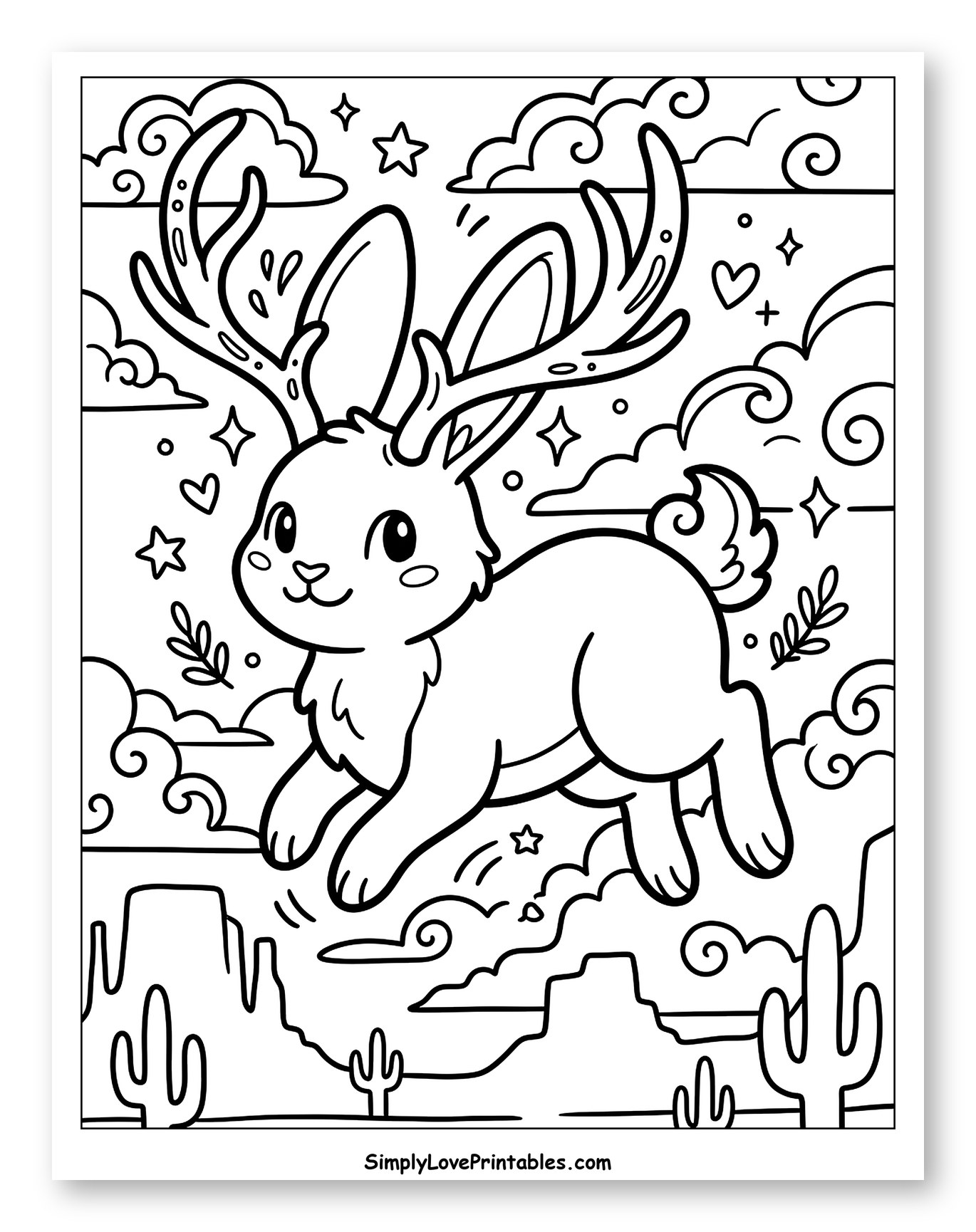 Cute Jackalope Leaping Through a Starry Sky