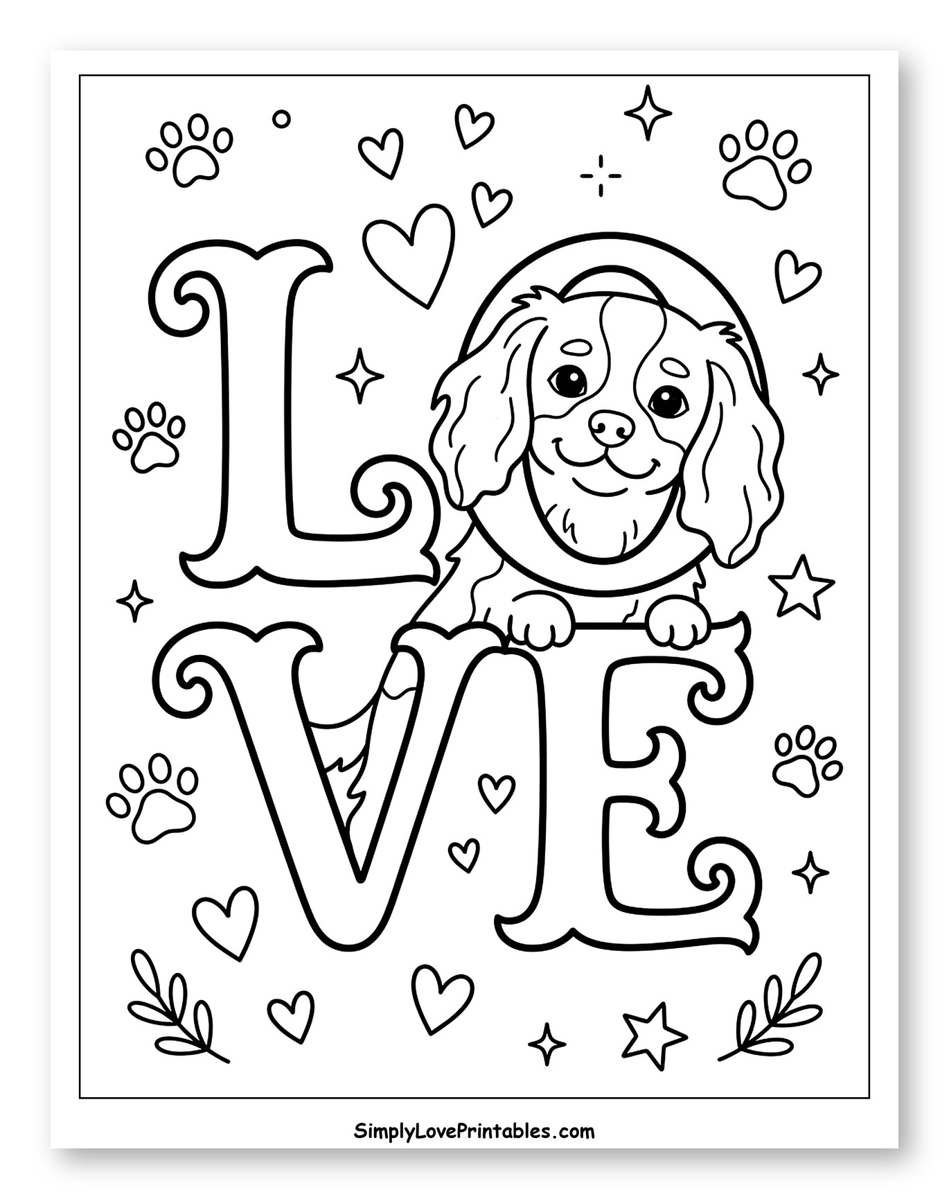 Cute King Charles Cavalier Dog on LOVE Letters