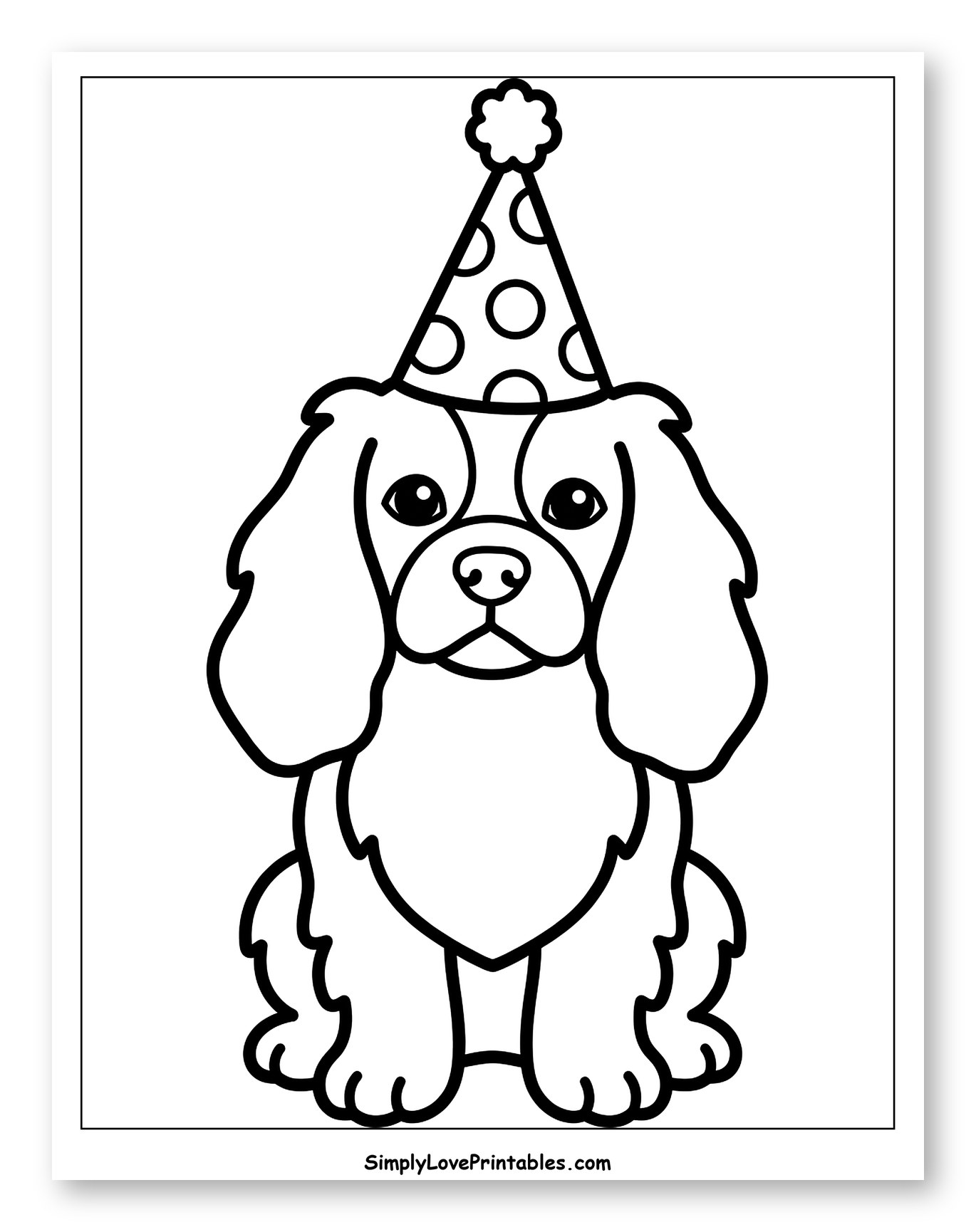Cute King Charles Cavalier Dog Wearing a Party Hat