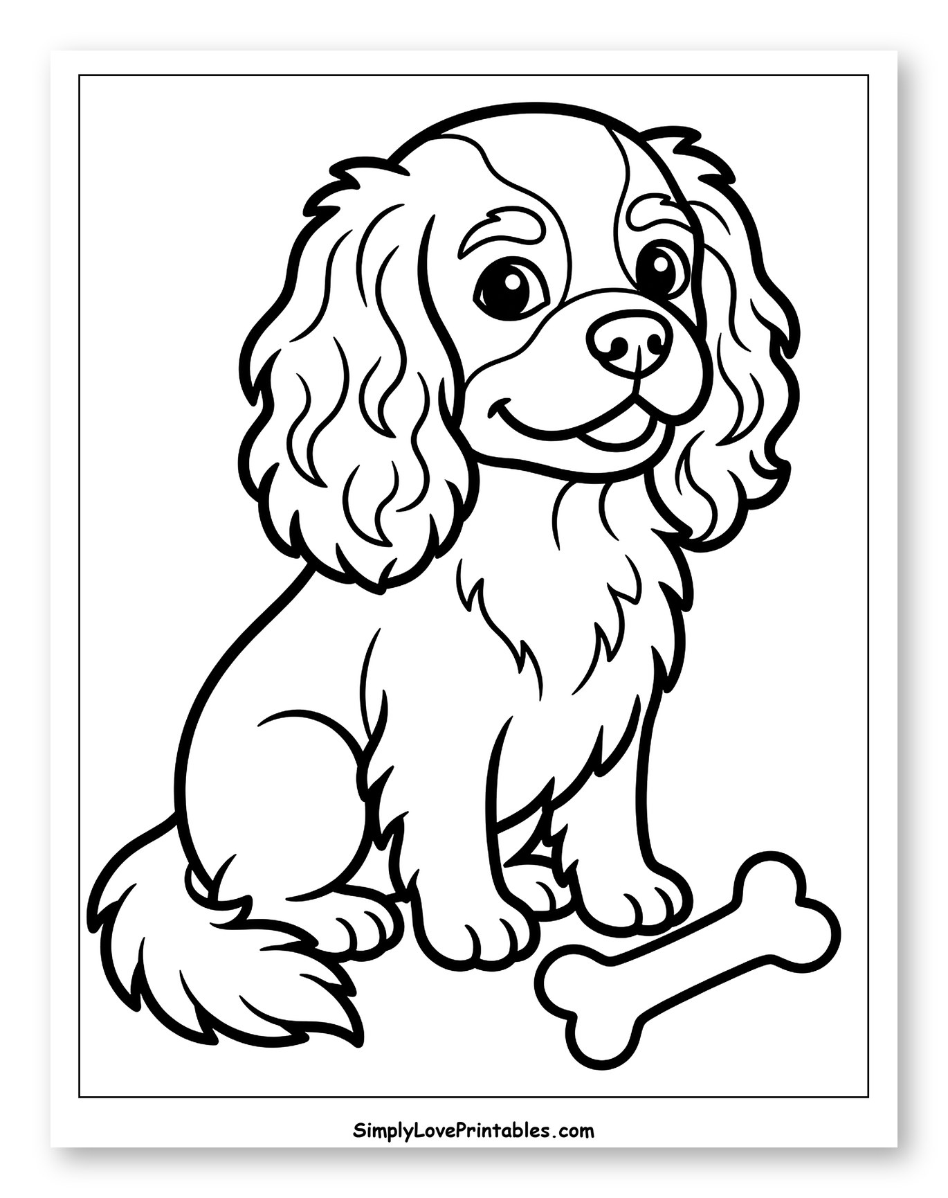 Cute King Charles Cavalier Puppy with Bone