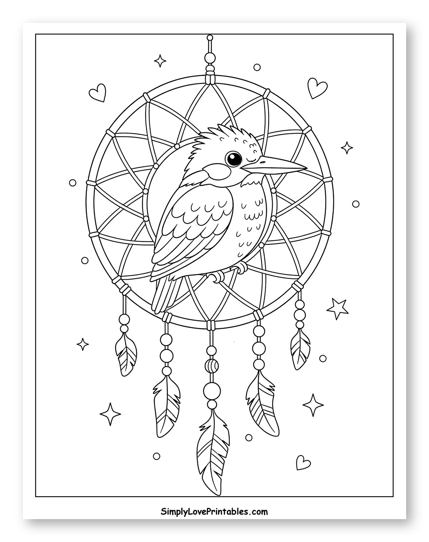Cute Kingfisher Bird in a Dreamcatcher