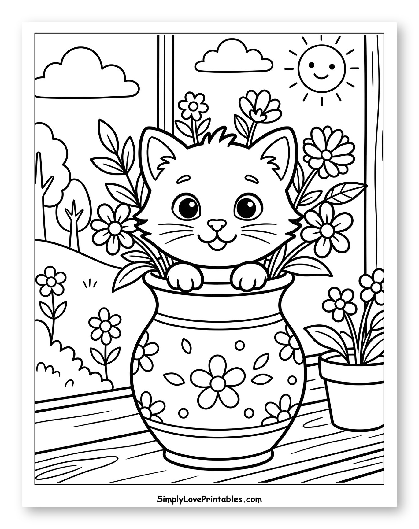 Cute Kitten in a Flower Vase