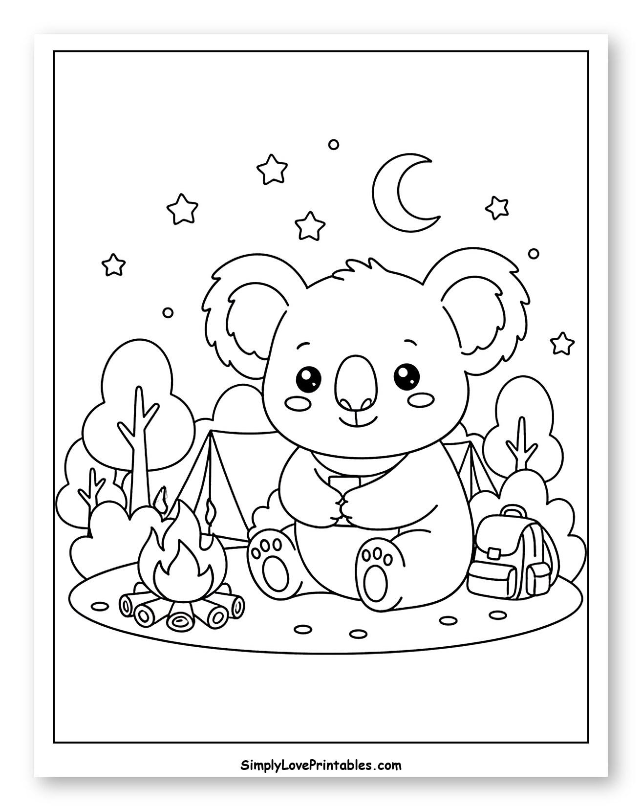 Cute Koala Camping Under the Night Sky