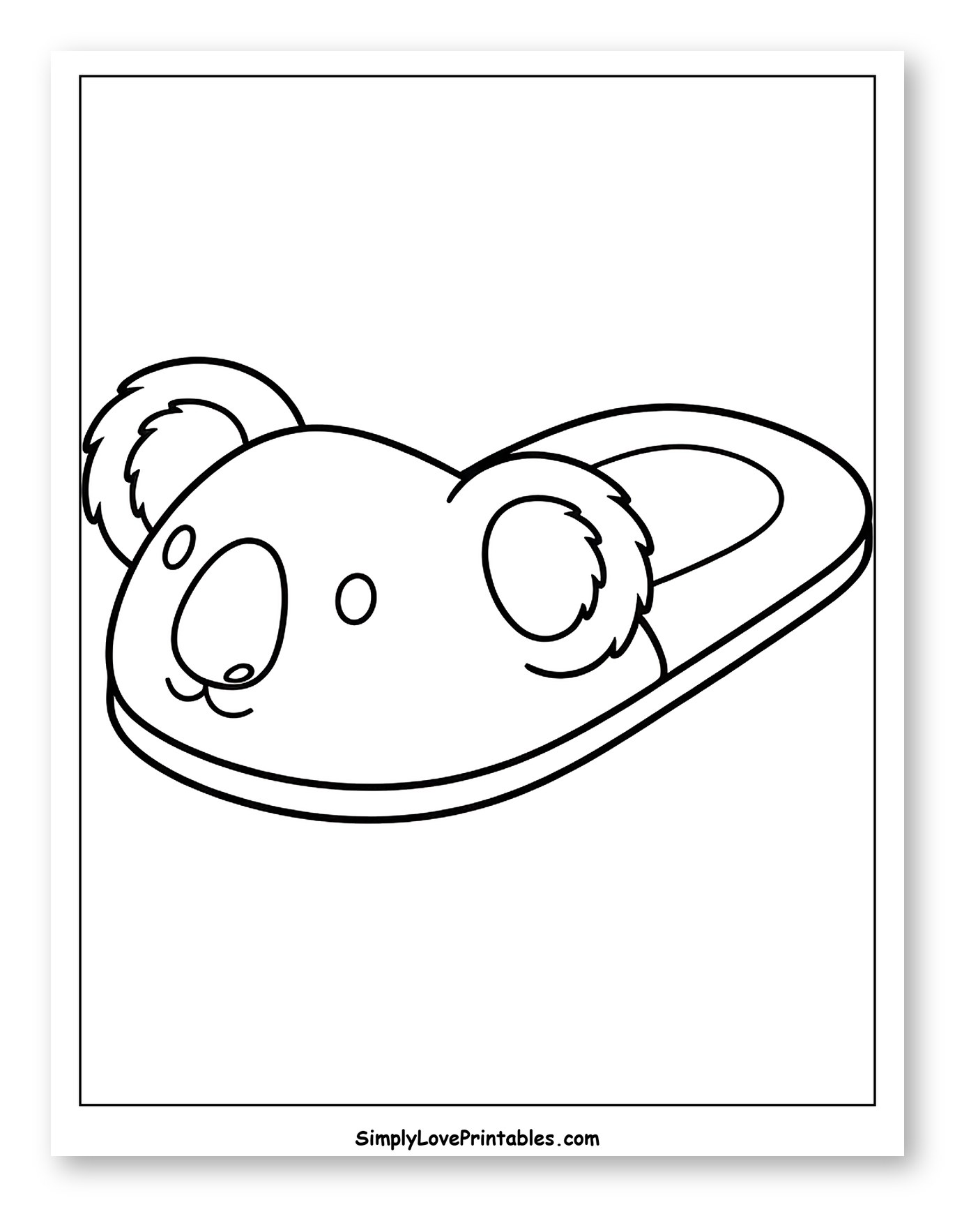 Cute Koala Head Slipper Outline Coloring Page for Toddlers