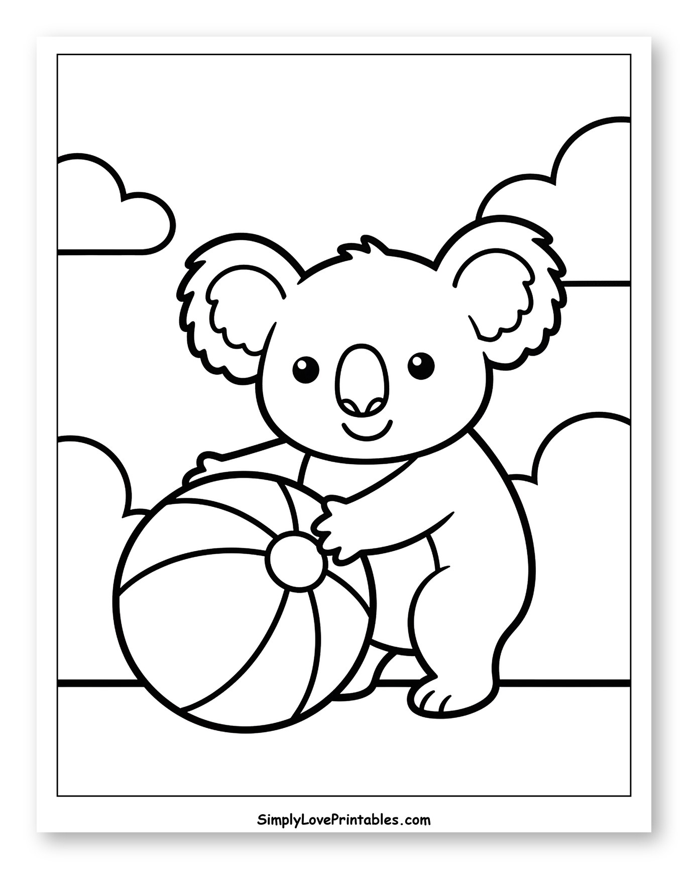 Cute Koala Holding a Beach Ball