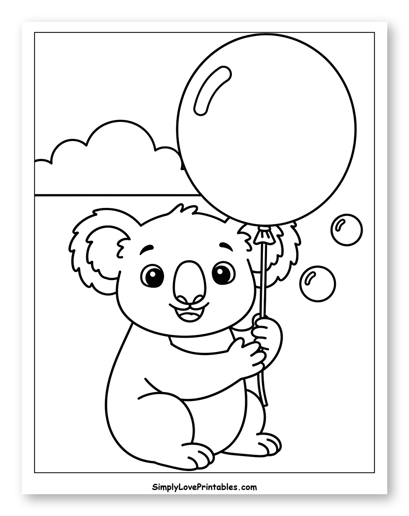 Cute Koala Holding a Big Balloon