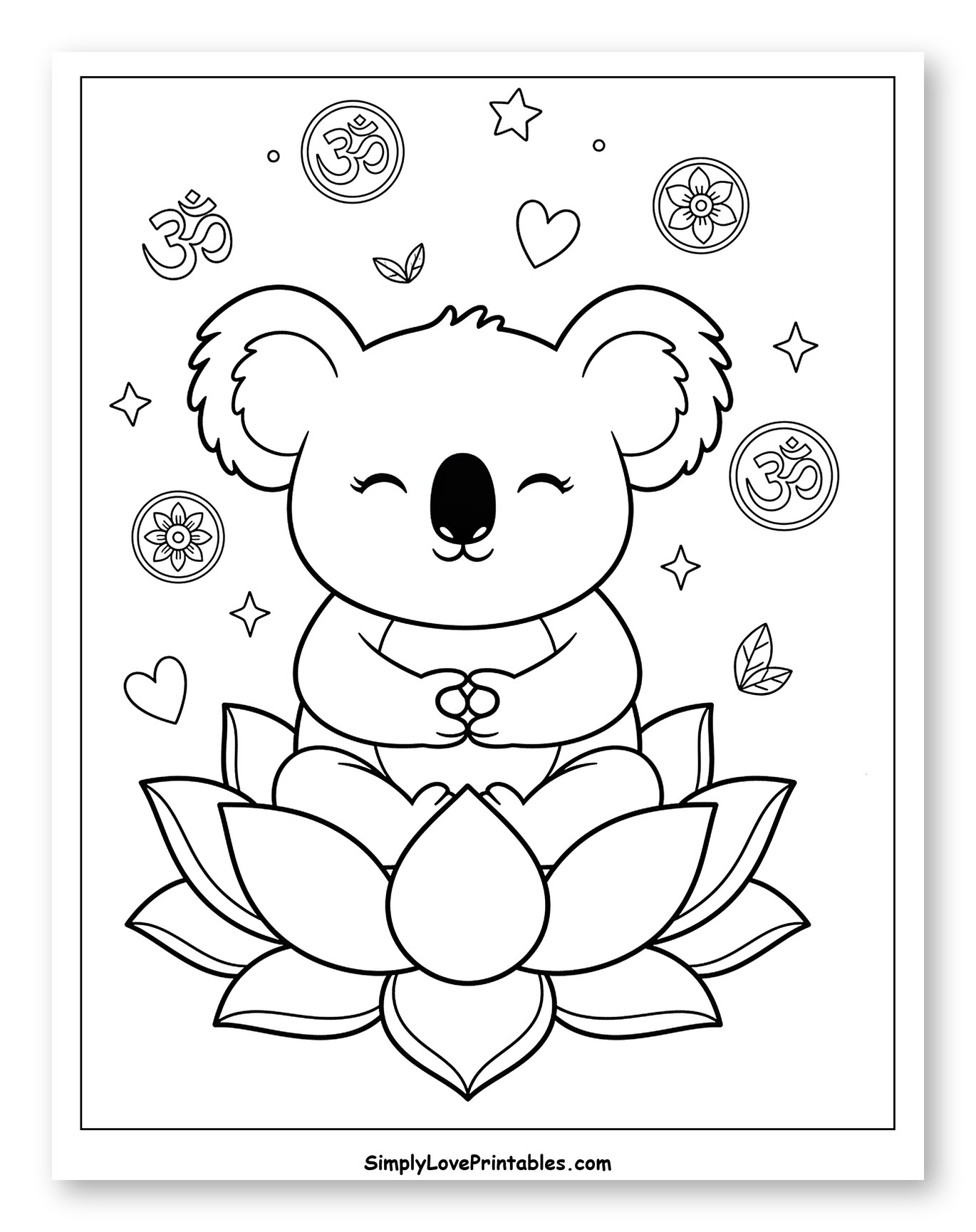 Cute Koala Meditating on a Lotus Flower