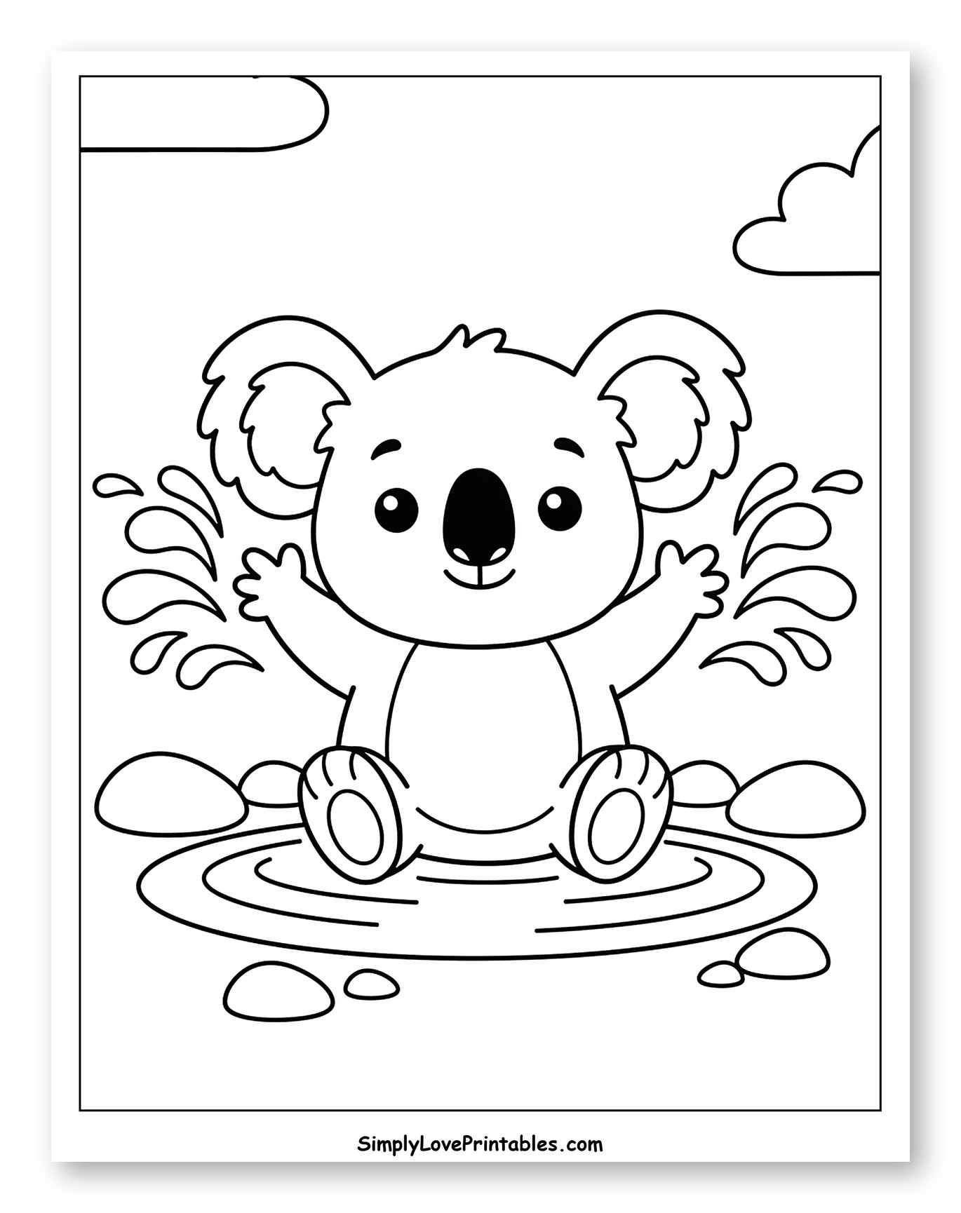 Cute Koala Splashing in a Puddle