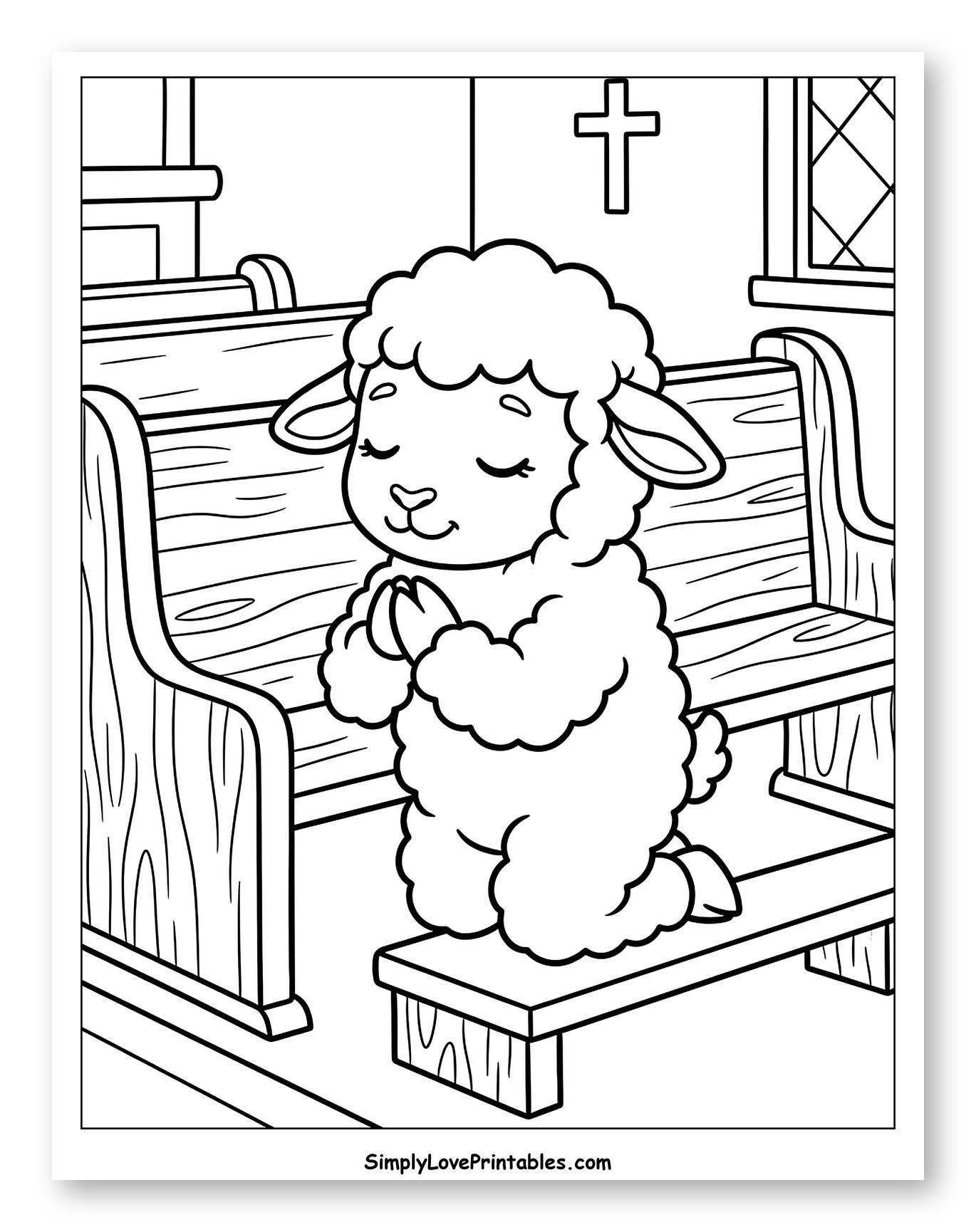 Cute Lamb Praying in Church