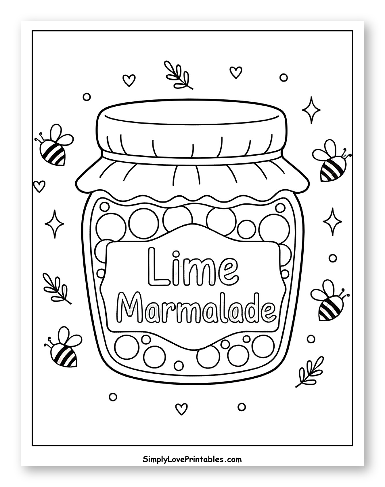 Cute Lime Marmalade Jar with Bees