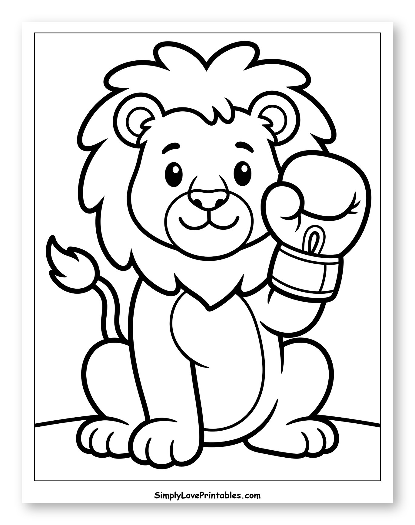 Cute Lion Wearing Boxing Glove