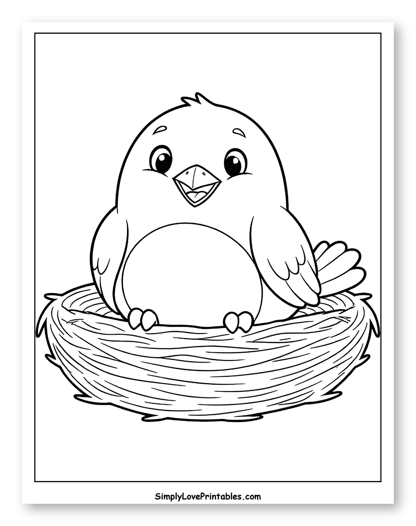 Cute Little Bird Sitting in a Nest