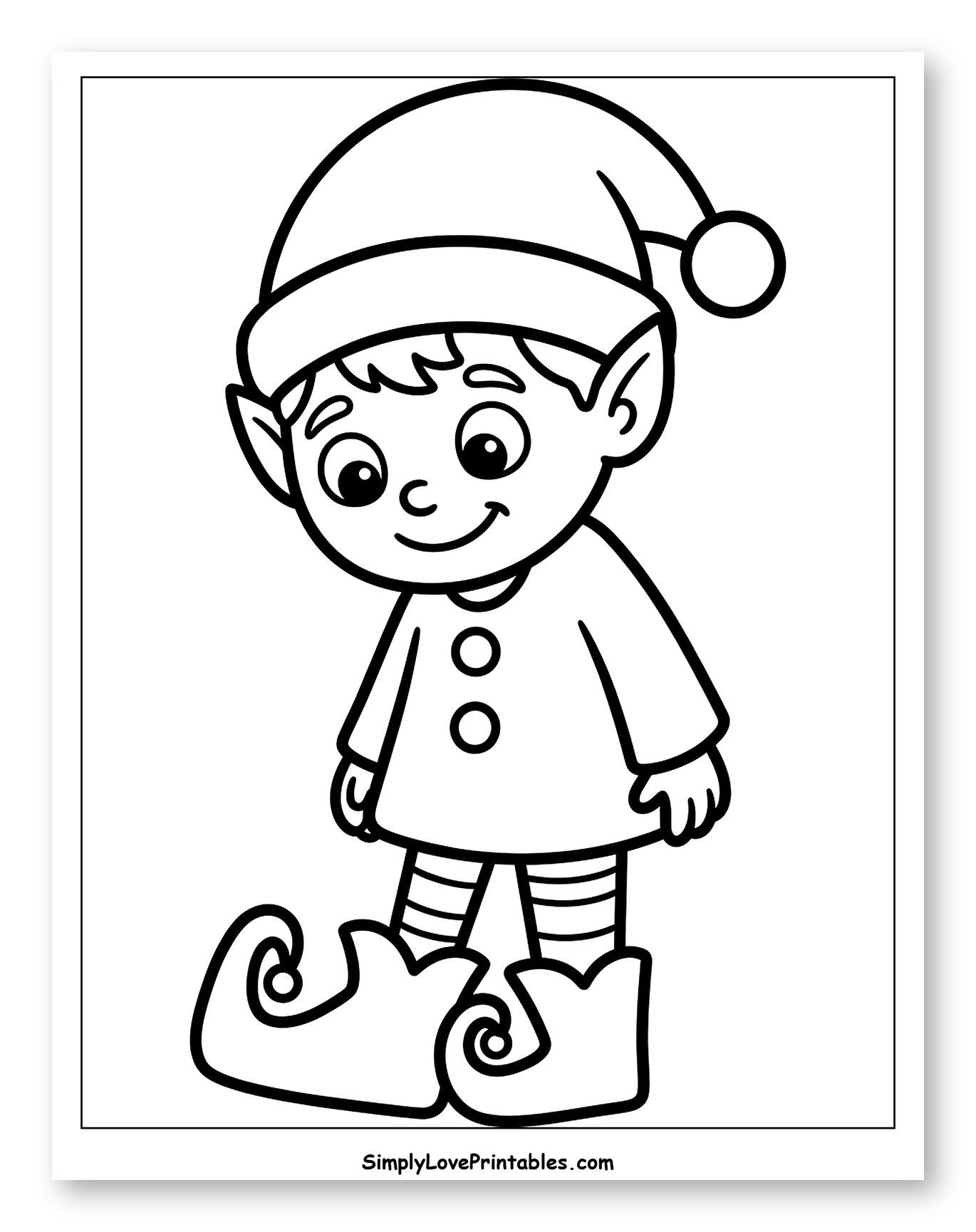 Cute Little Christmas Elf in Curly Shoes