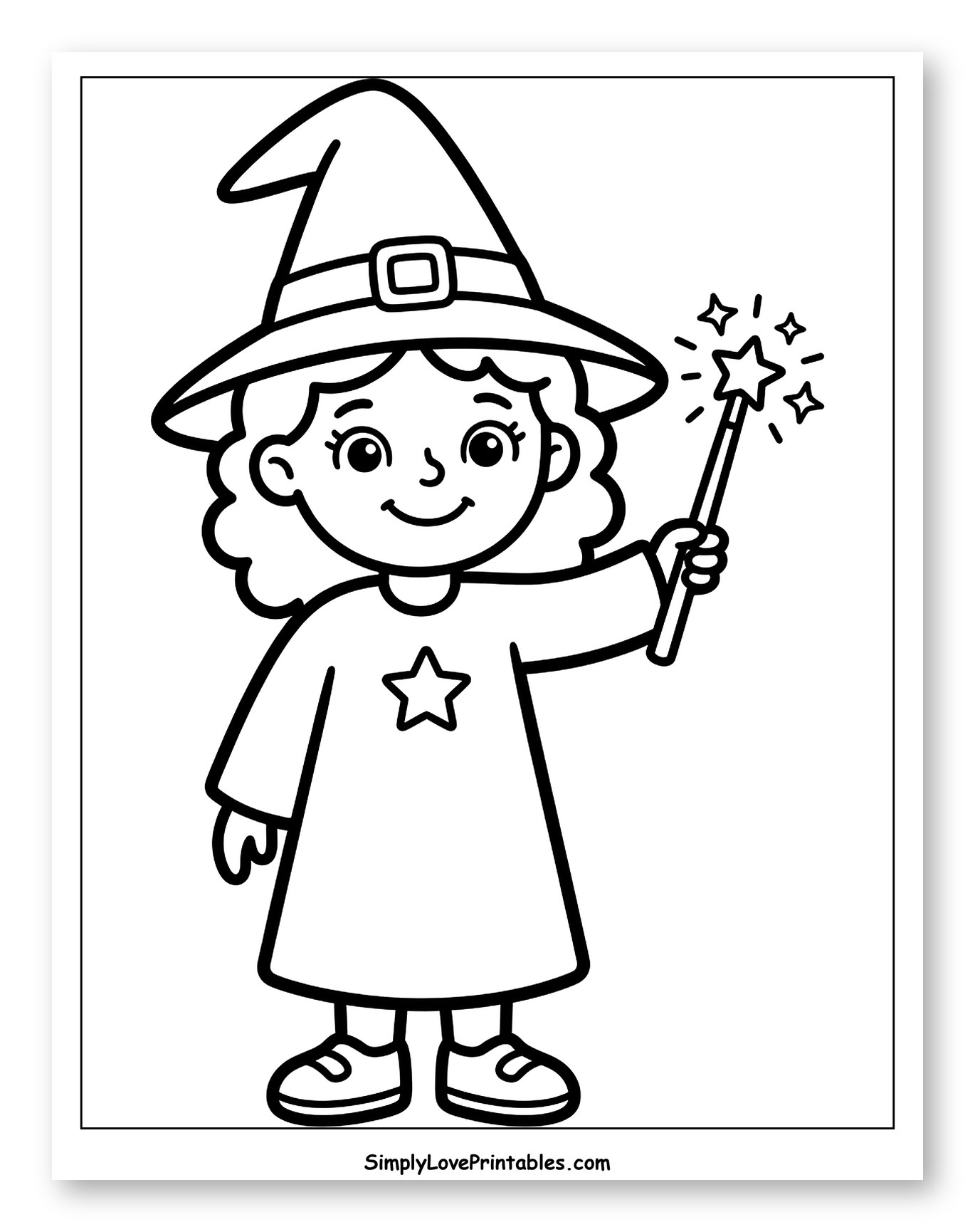 Cute Little Witch Holding a Magic Wand