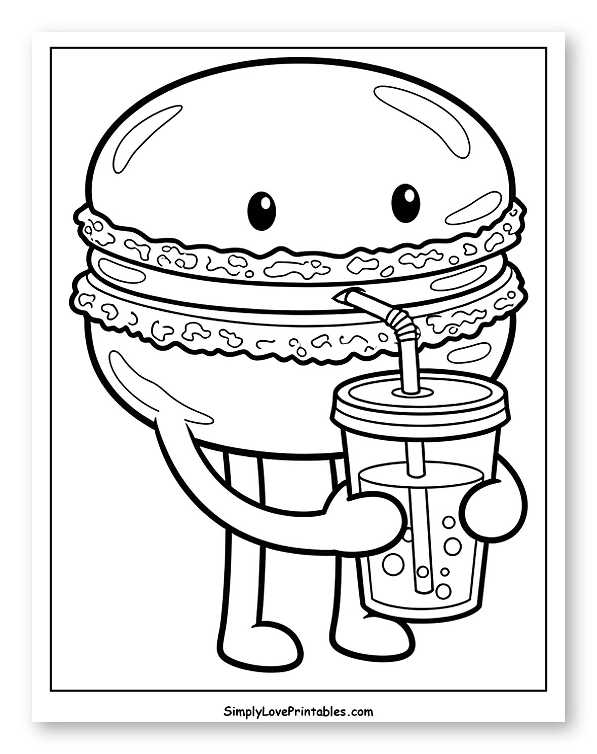 Cute Macaron Character Holding a Drink