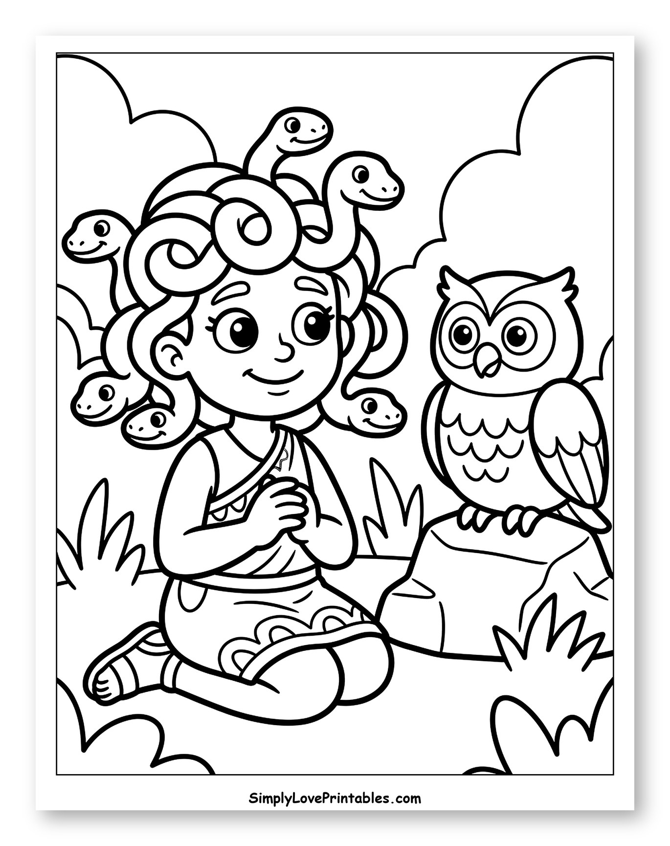 Cute Medusa Girl and Owl Friend