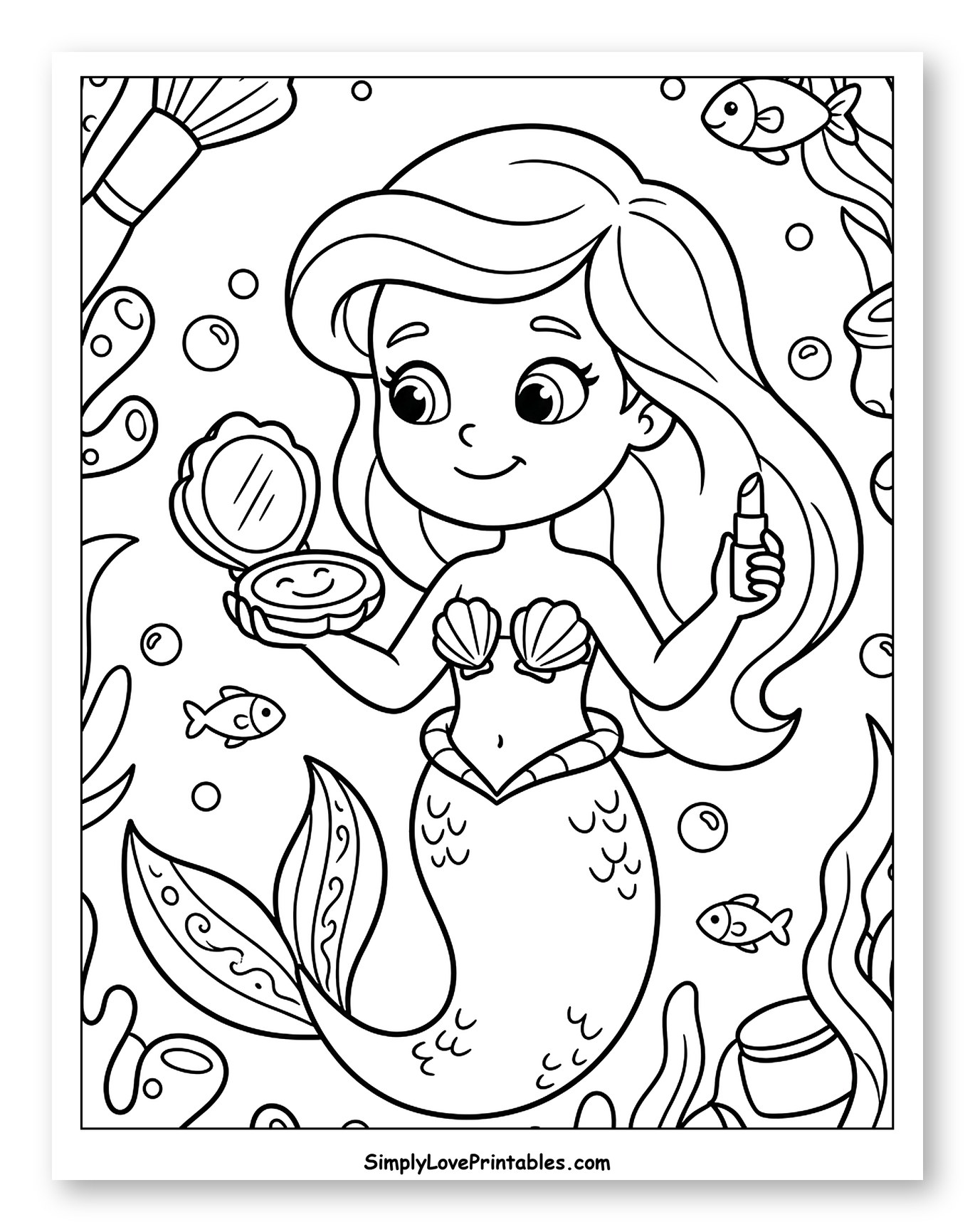 Cute Mermaid Doing Her Makeup Underwater